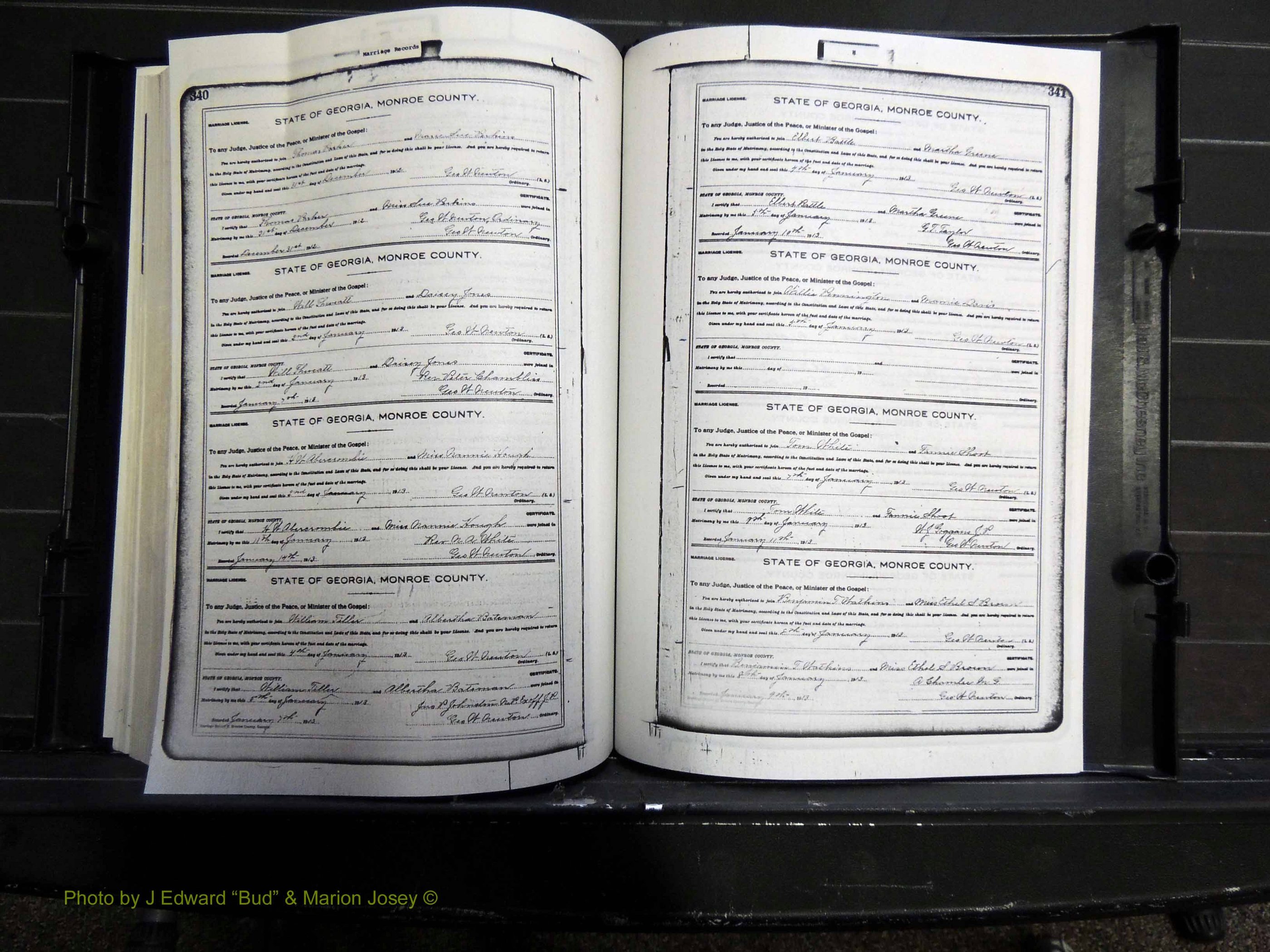 Monroe Co, GA, Marriages, Book H, 1907-1913 pg 340-341.JPG