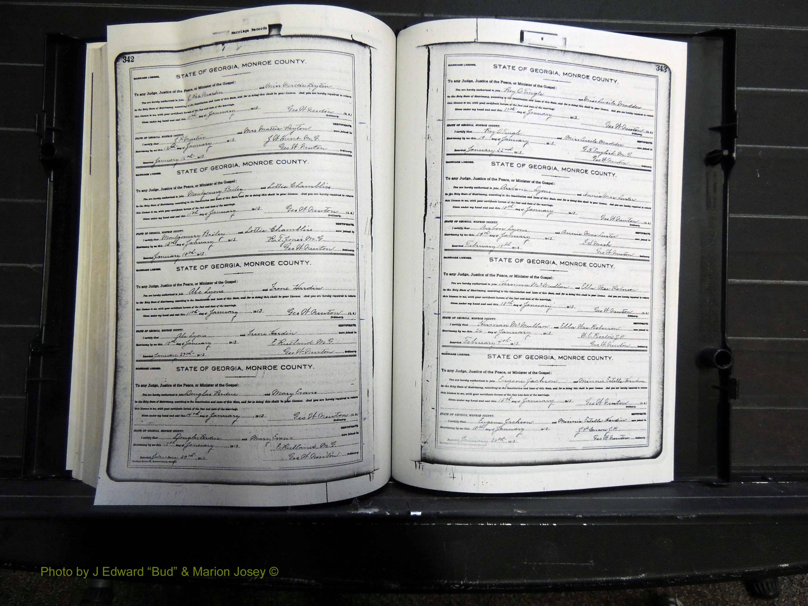 Monroe Co, GA, Marriages, Book H, 1907-1913 pg 342-343.JPG