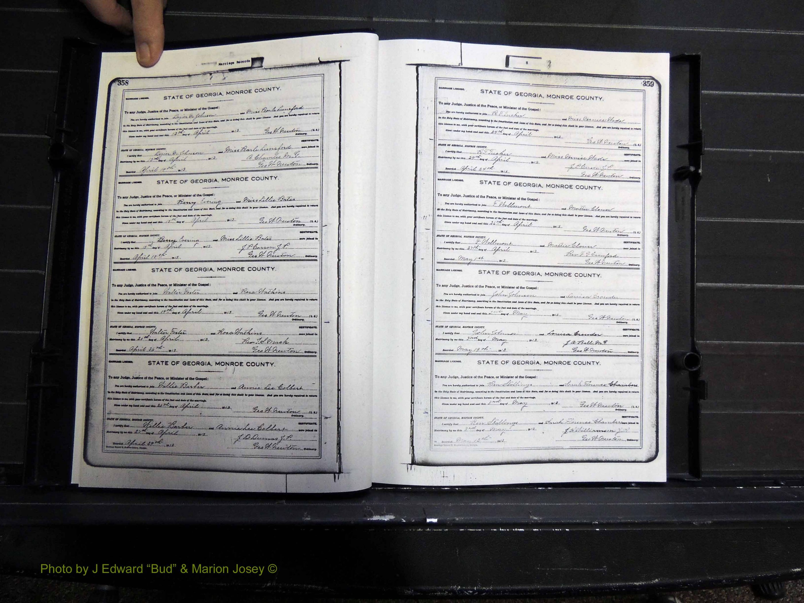 Monroe Co, GA, Marriages, Book H2, 1913-1916 pg 358-359.JPG