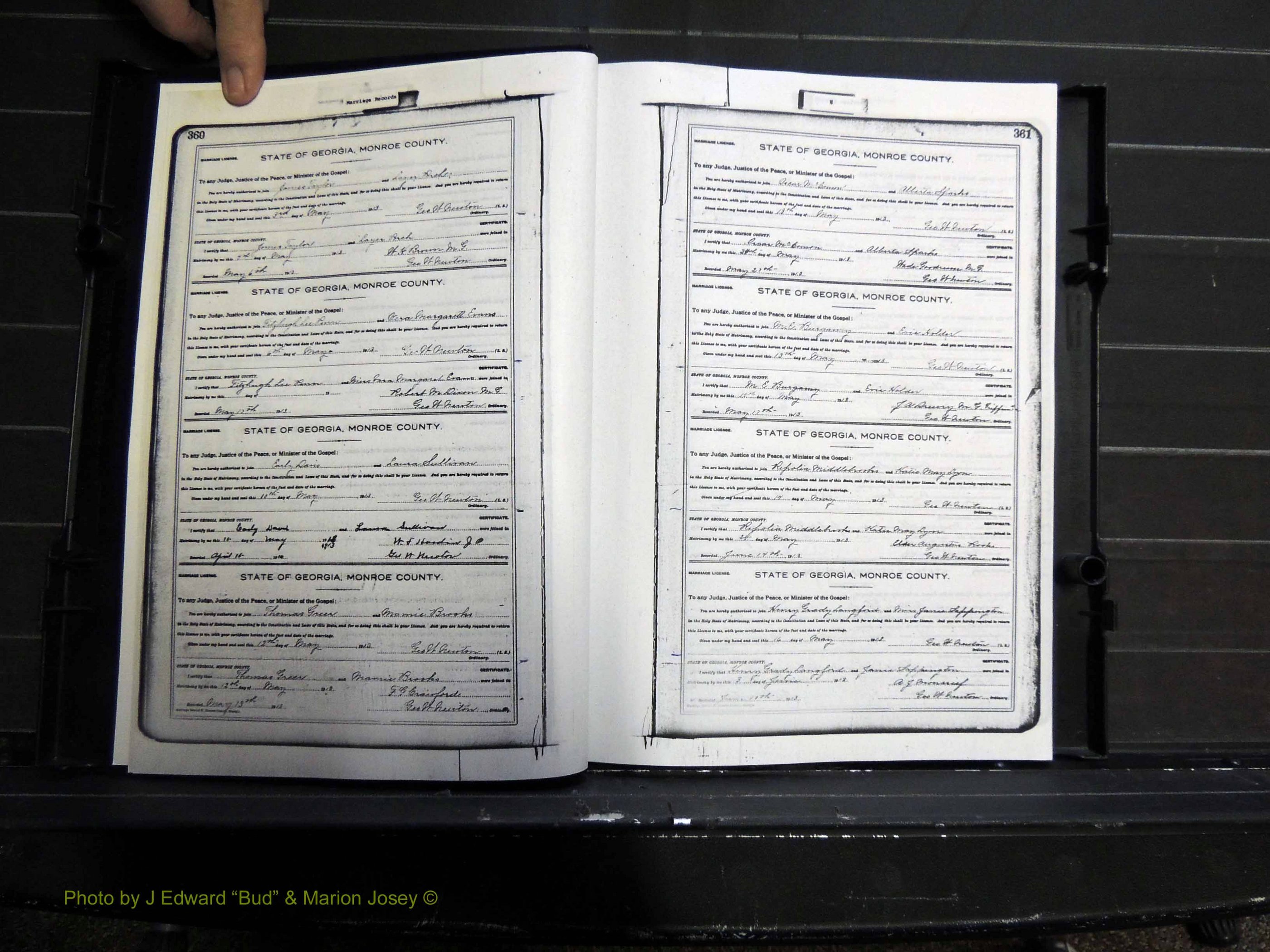 Monroe Co, GA, Marriages, Book H2, 1913-1916 pg 360-361.JPG