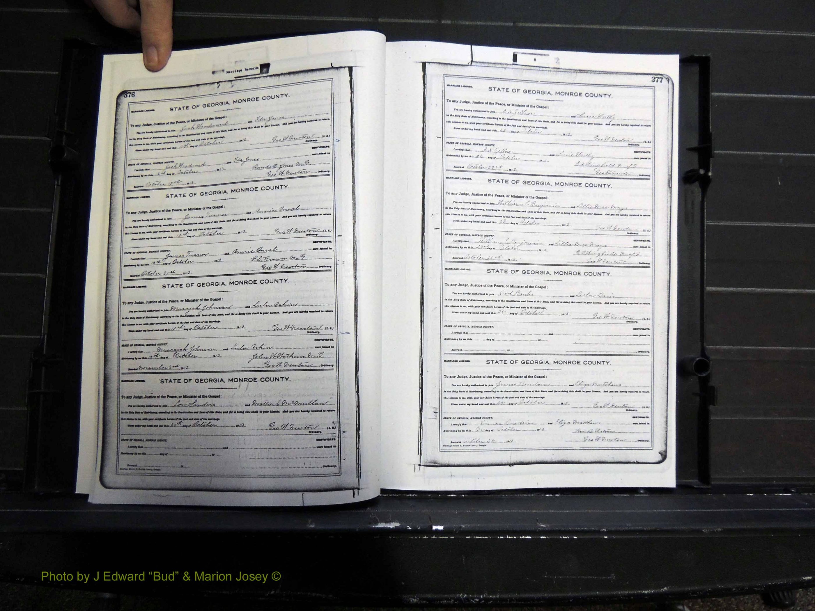 Monroe Co, GA, Marriages, Book H2, 1913-1916 pg 376-377.JPG