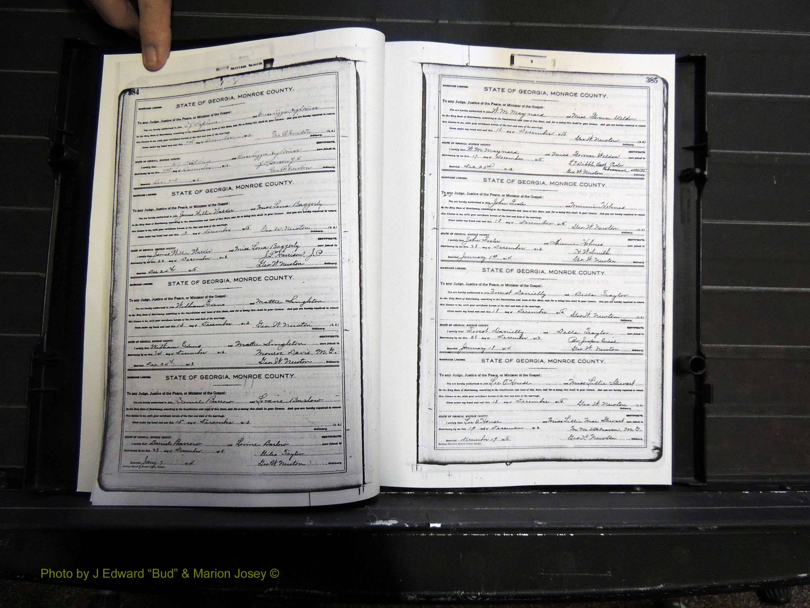 Monroe Co, GA, Marriages, Book H2, 1913-1916 pg 384-385.JPG
