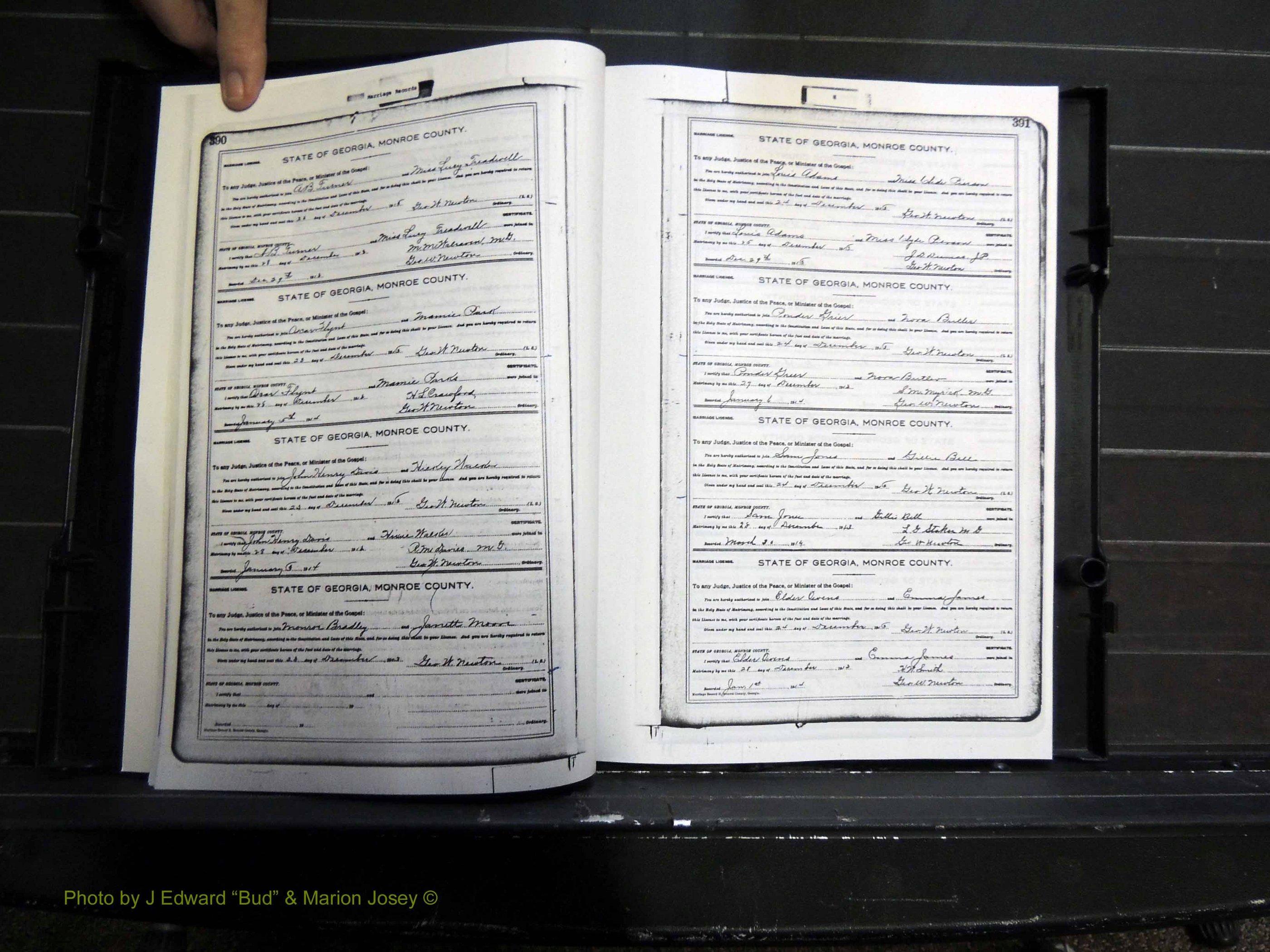 Monroe Co, GA, Marriages, Book H2, 1913-1916 pg 390-391.JPG