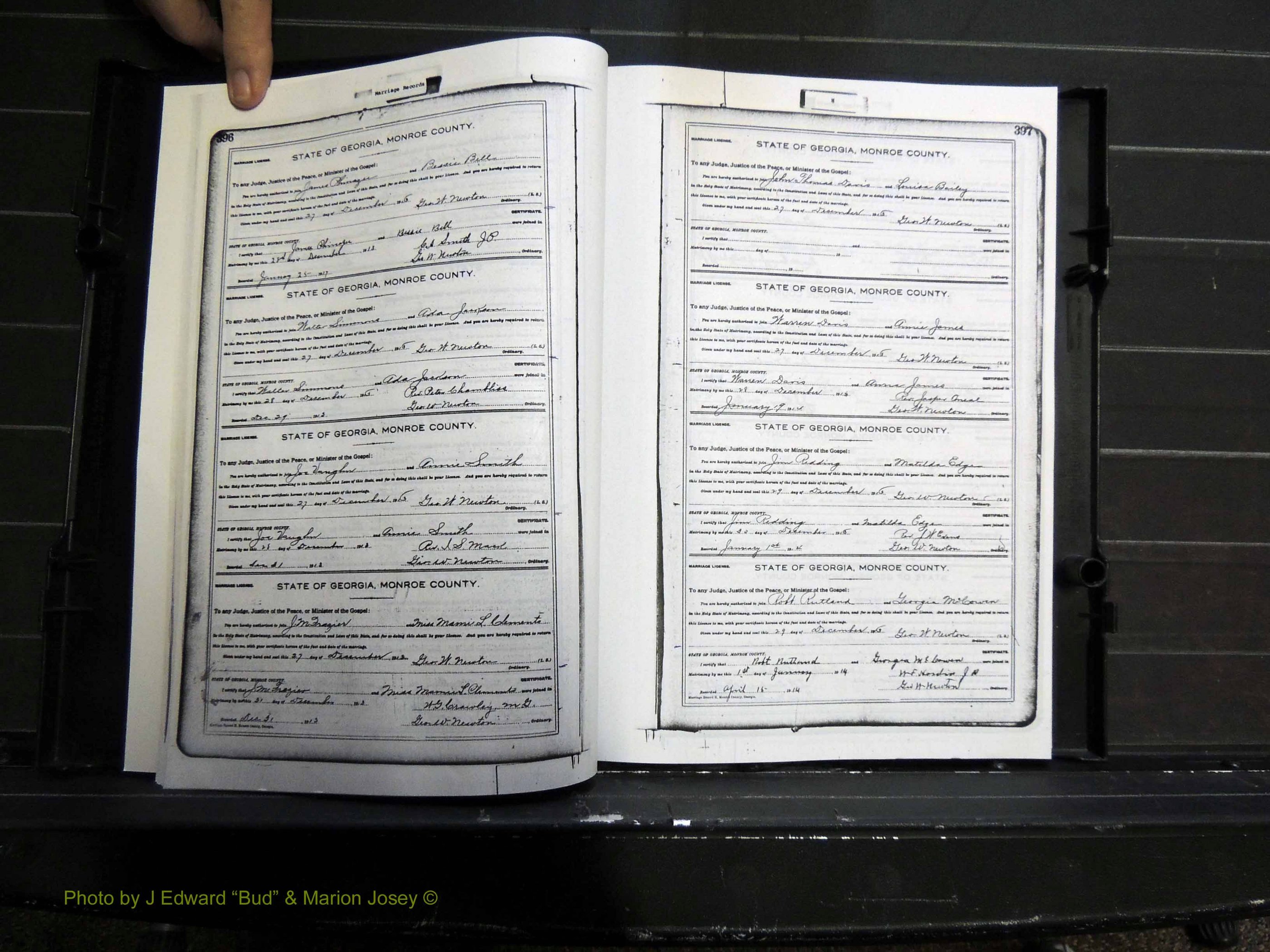 Monroe Co, GA, Marriages, Book H2, 1913-1916 pg 396-397.JPG