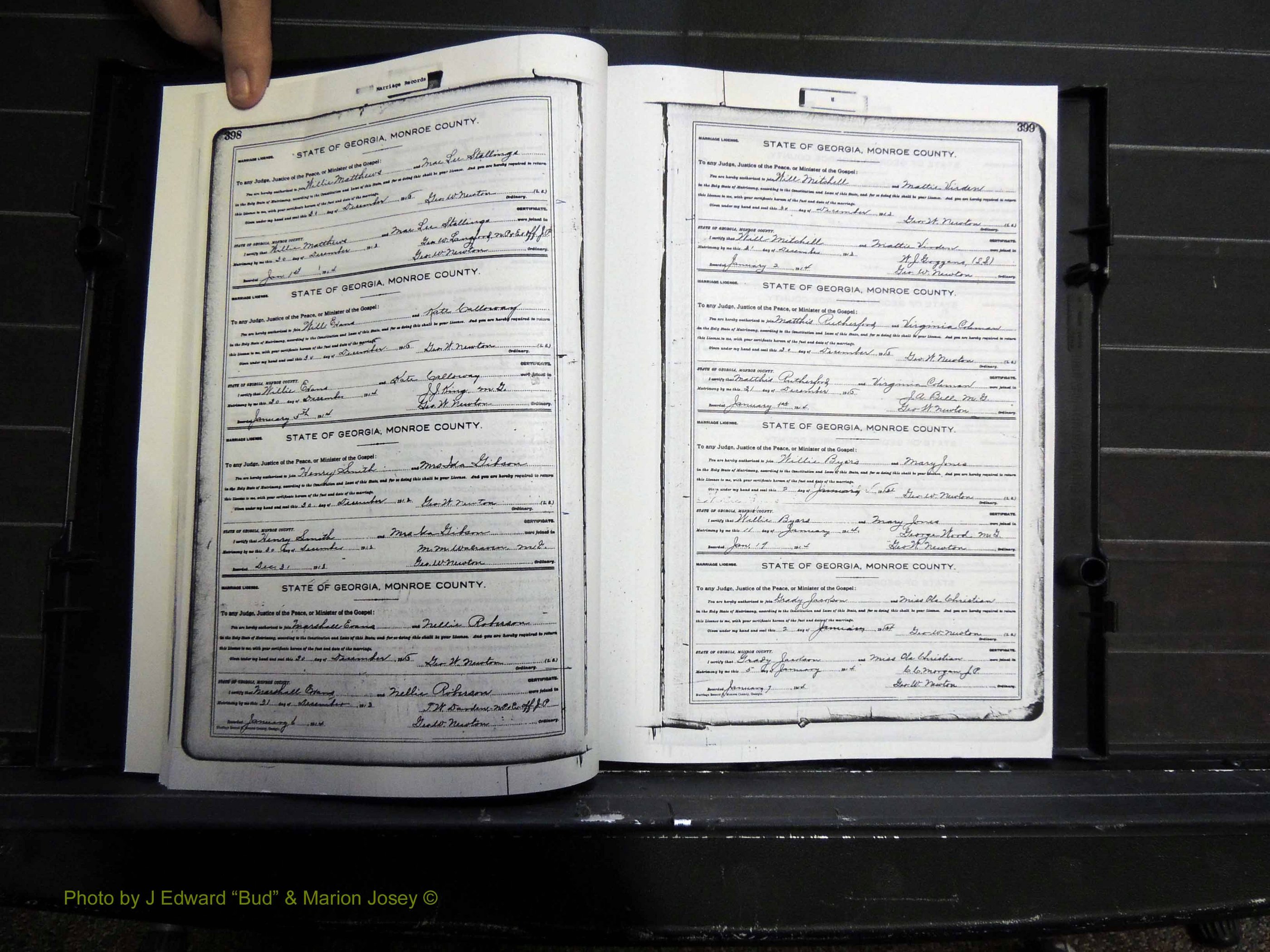Monroe Co, GA, Marriages, Book H2, 1913-1916 pg 398-399.JPG