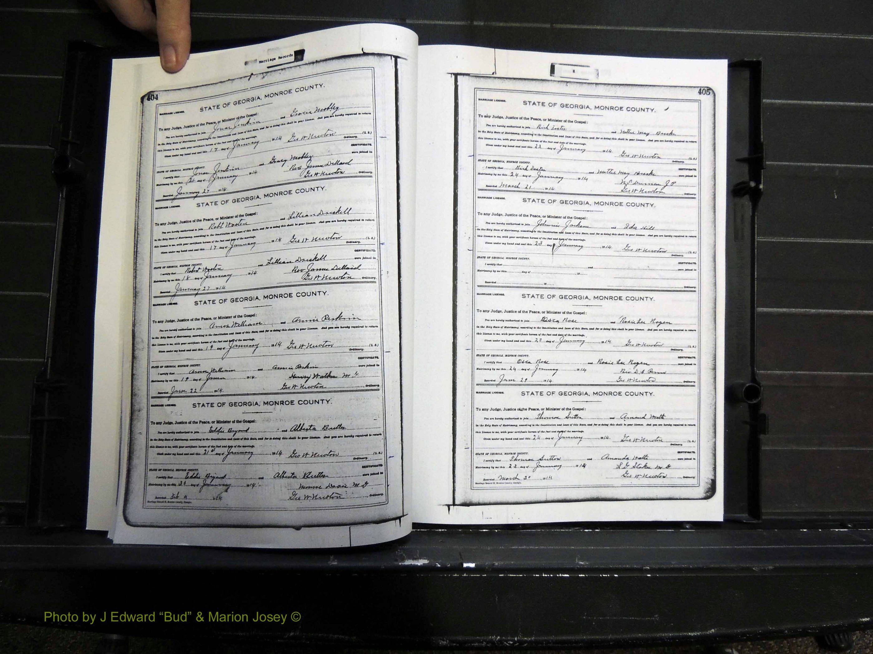Monroe Co, GA, Marriages, Book H2, 1913-1916 pg 404-405.JPG