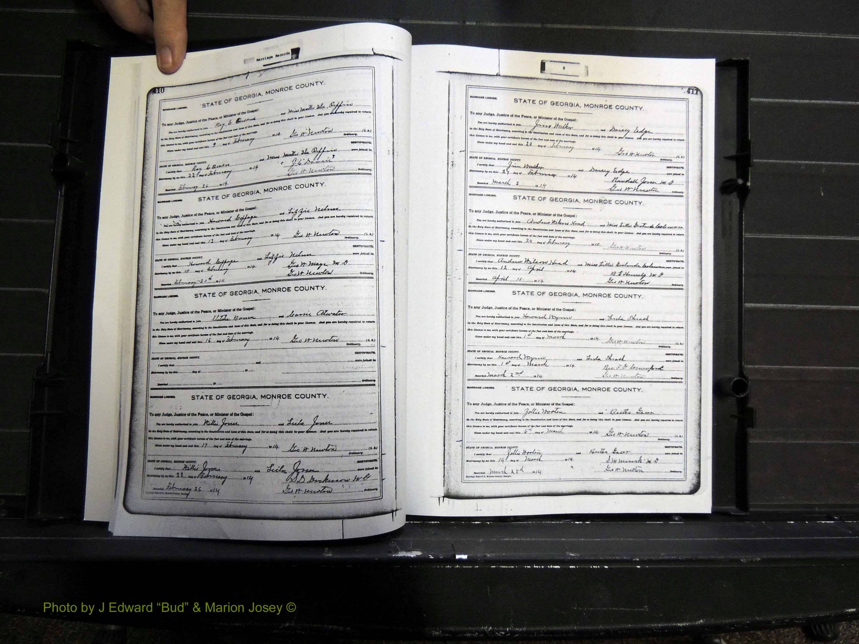 Monroe Co, GA, Marriages, Book H2, 1913-1916 pg 410-411.JPG