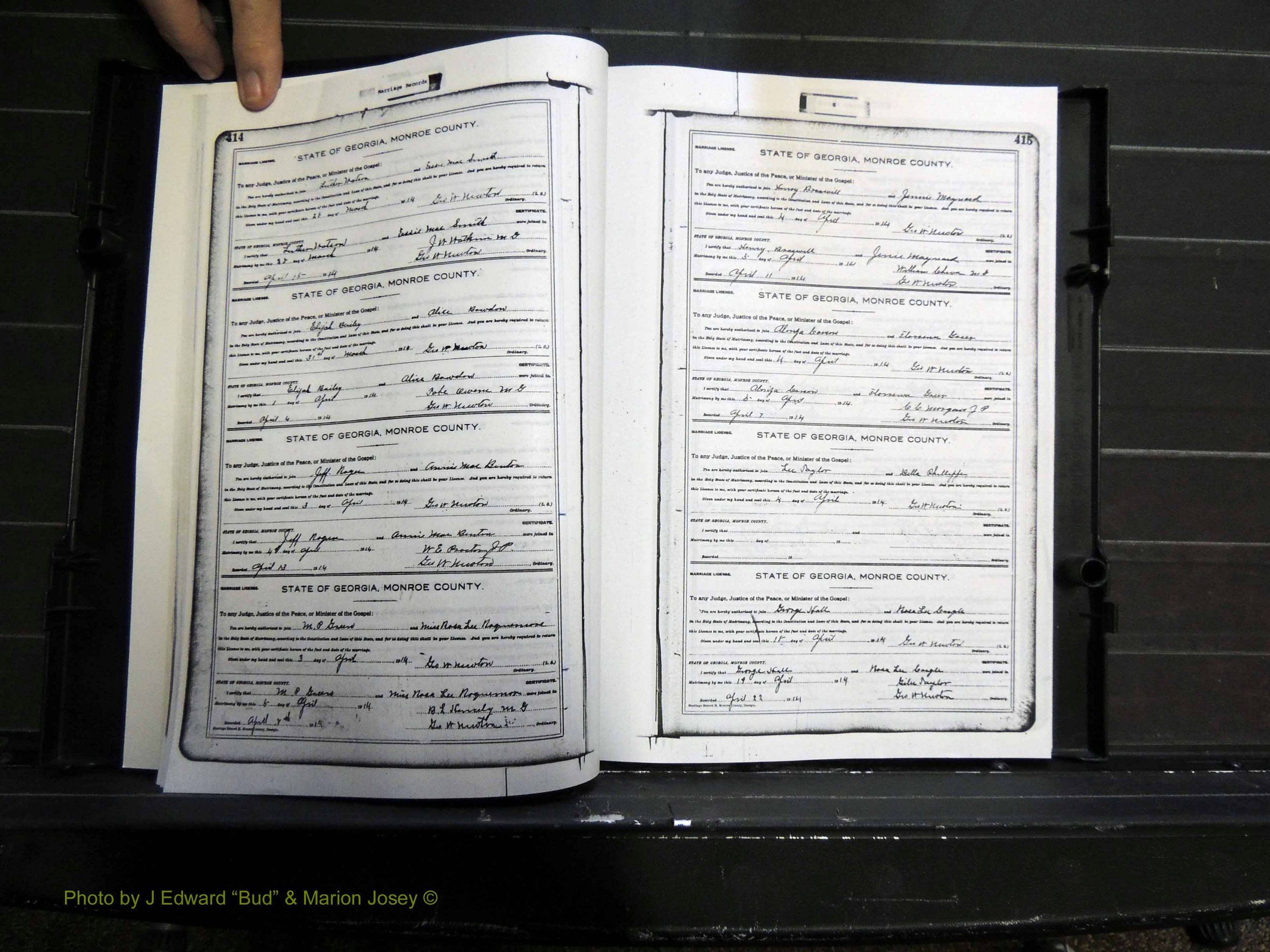 Monroe Co, GA, Marriages, Book H2, 1913-1916 pg 414-415.JPG