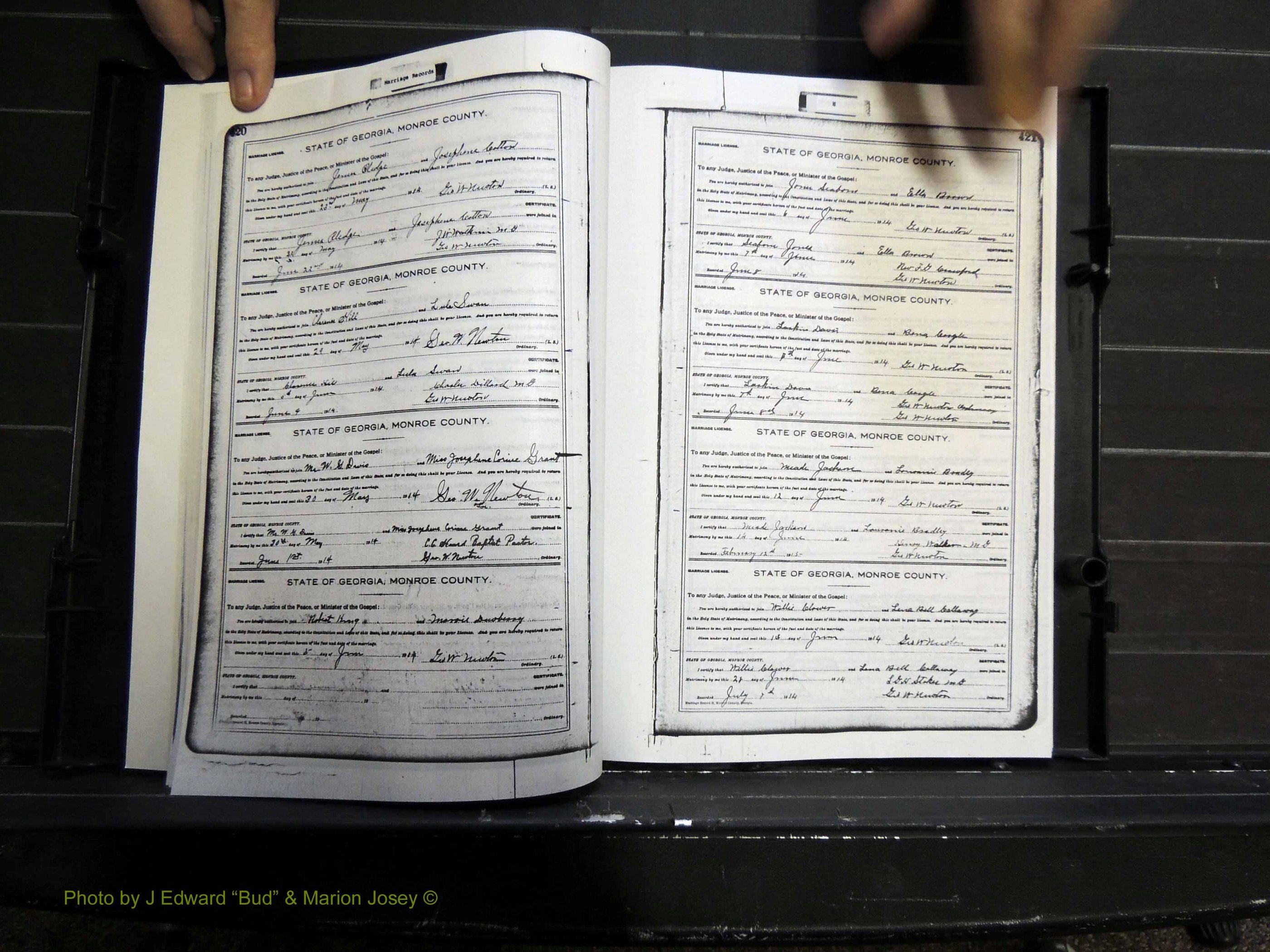 Monroe Co, GA, Marriages, Book H2, 1913-1916 pg 420-421.JPG