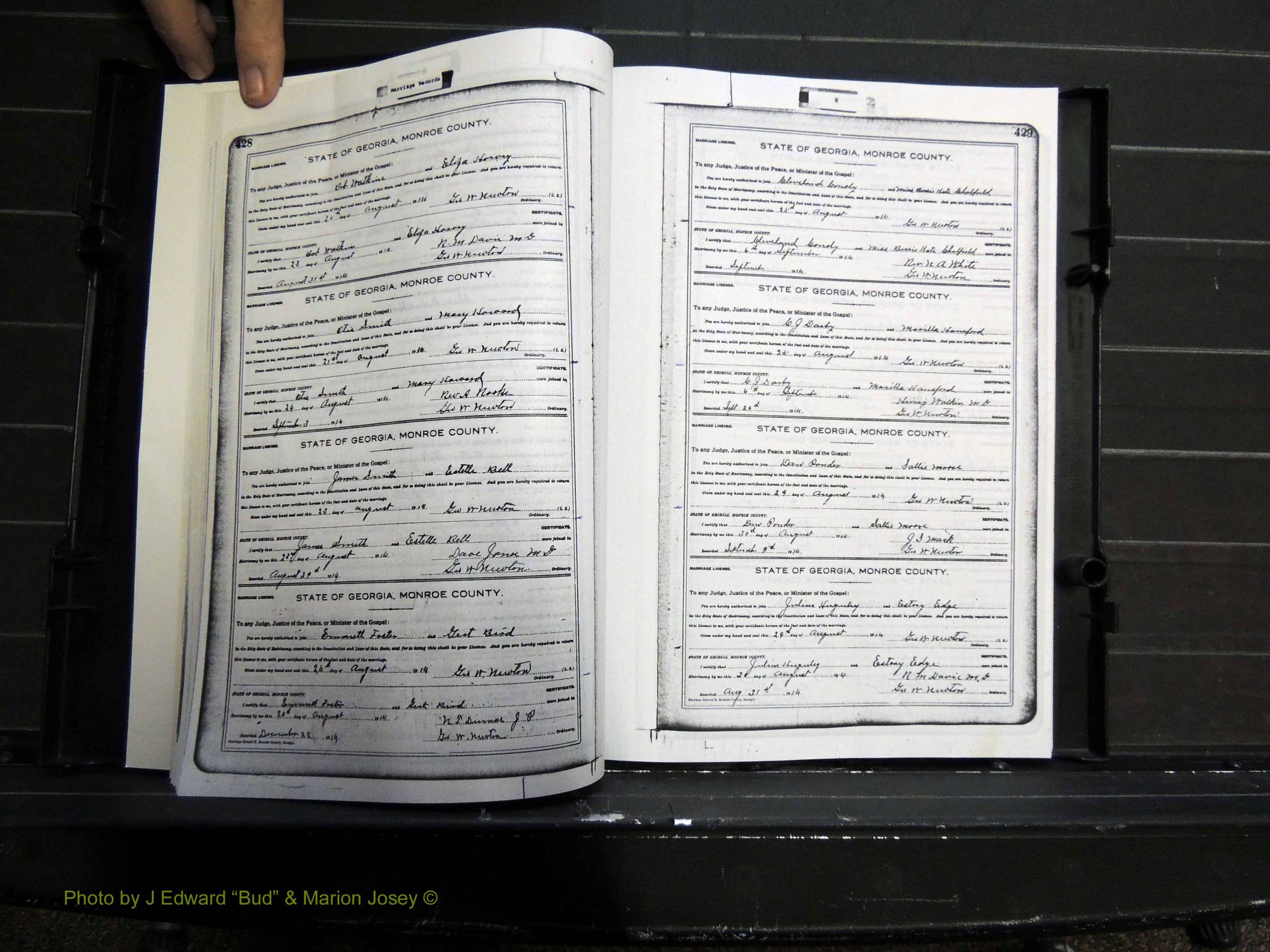 Monroe Co, GA, Marriages, Book H2, 1913-1916 pg 428-429.JPG