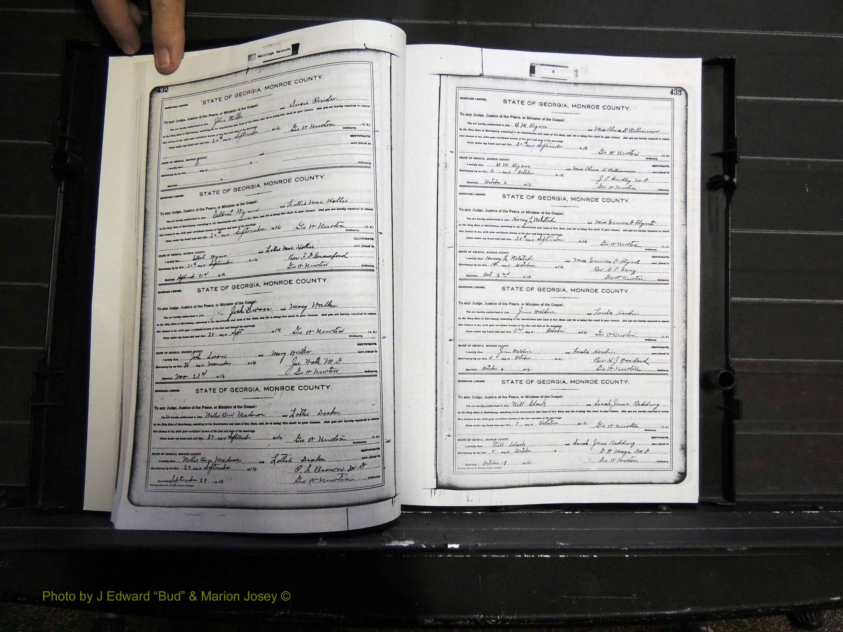 Monroe Co, GA, Marriages, Book H2, 1913-1916 pg 432-433.JPG
