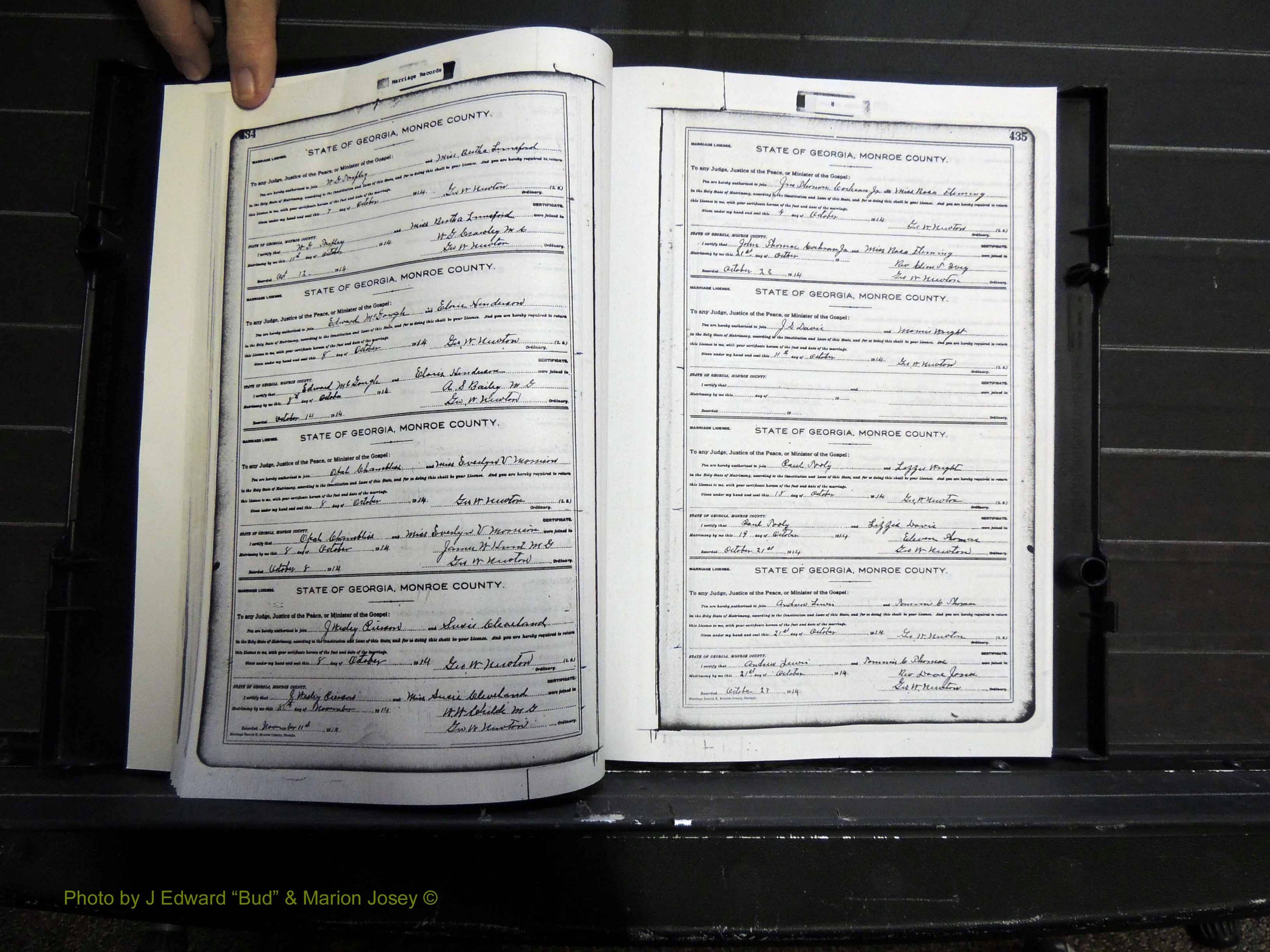 Monroe Co, GA, Marriages, Book H2, 1913-1916 pg 434-435.JPG