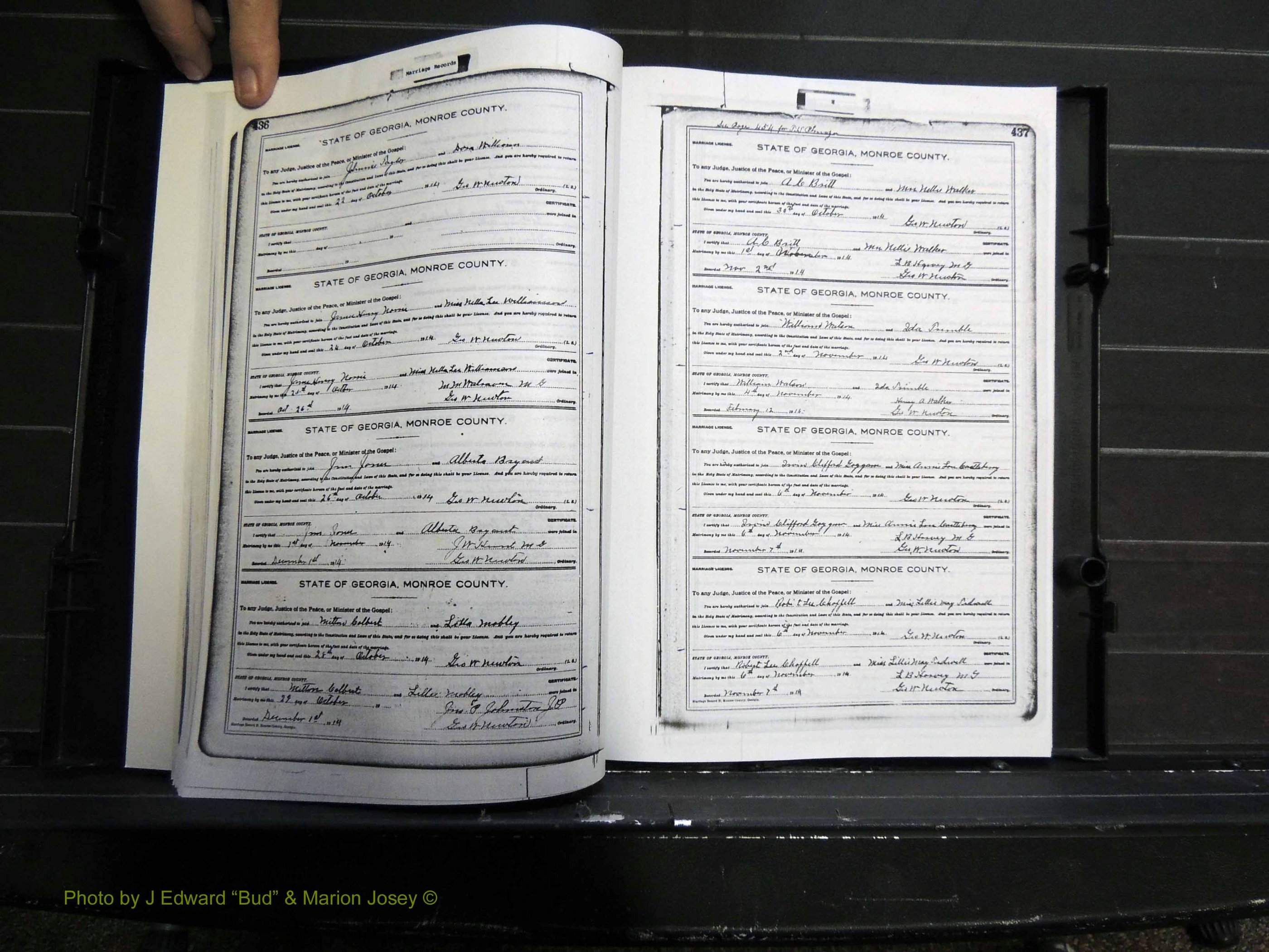 Monroe Co, GA, Marriages, Book H2, 1913-1916 pg 436-437.JPG