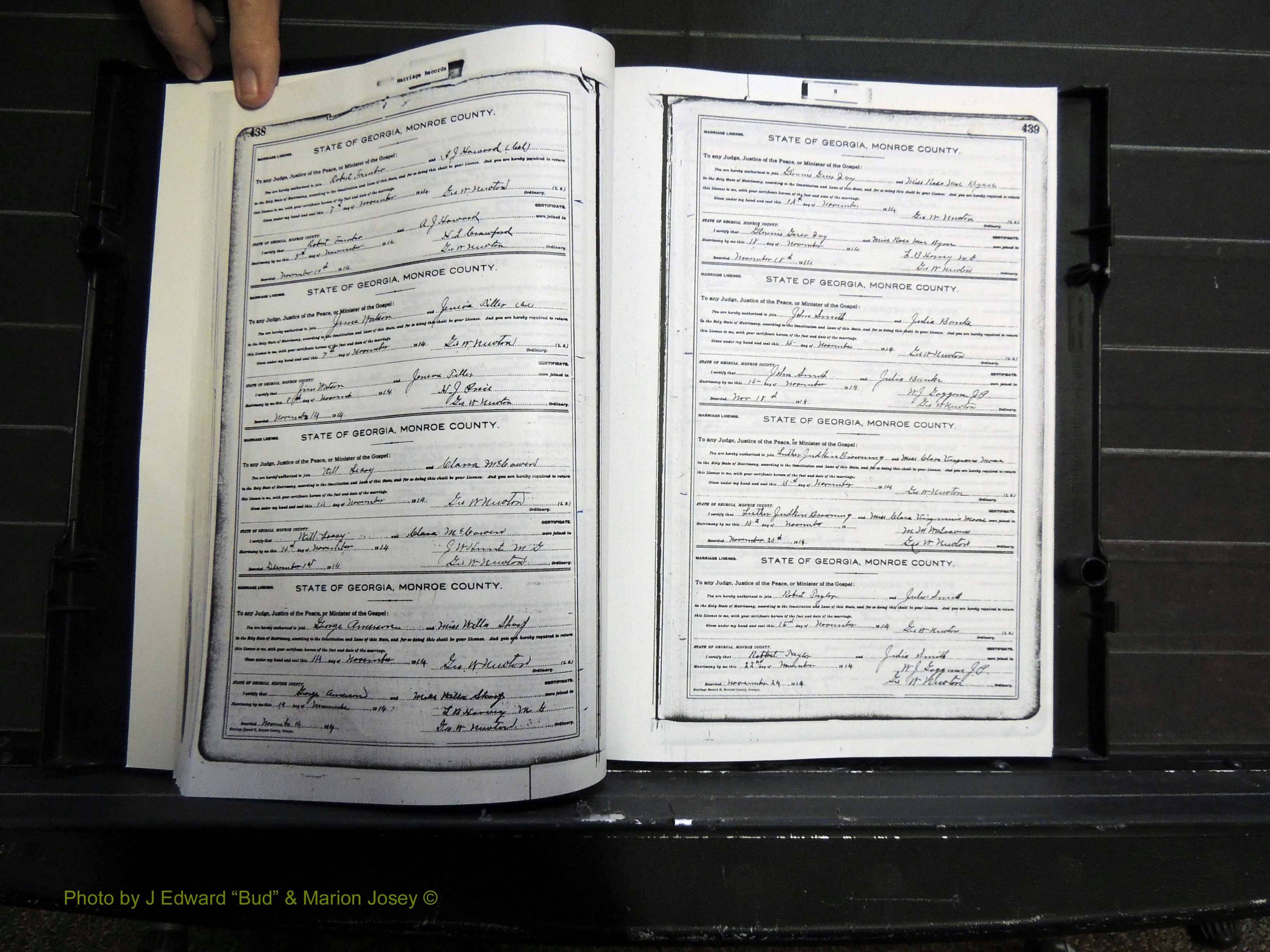 Monroe Co, GA, Marriages, Book H2, 1913-1916 pg 438-439.JPG
