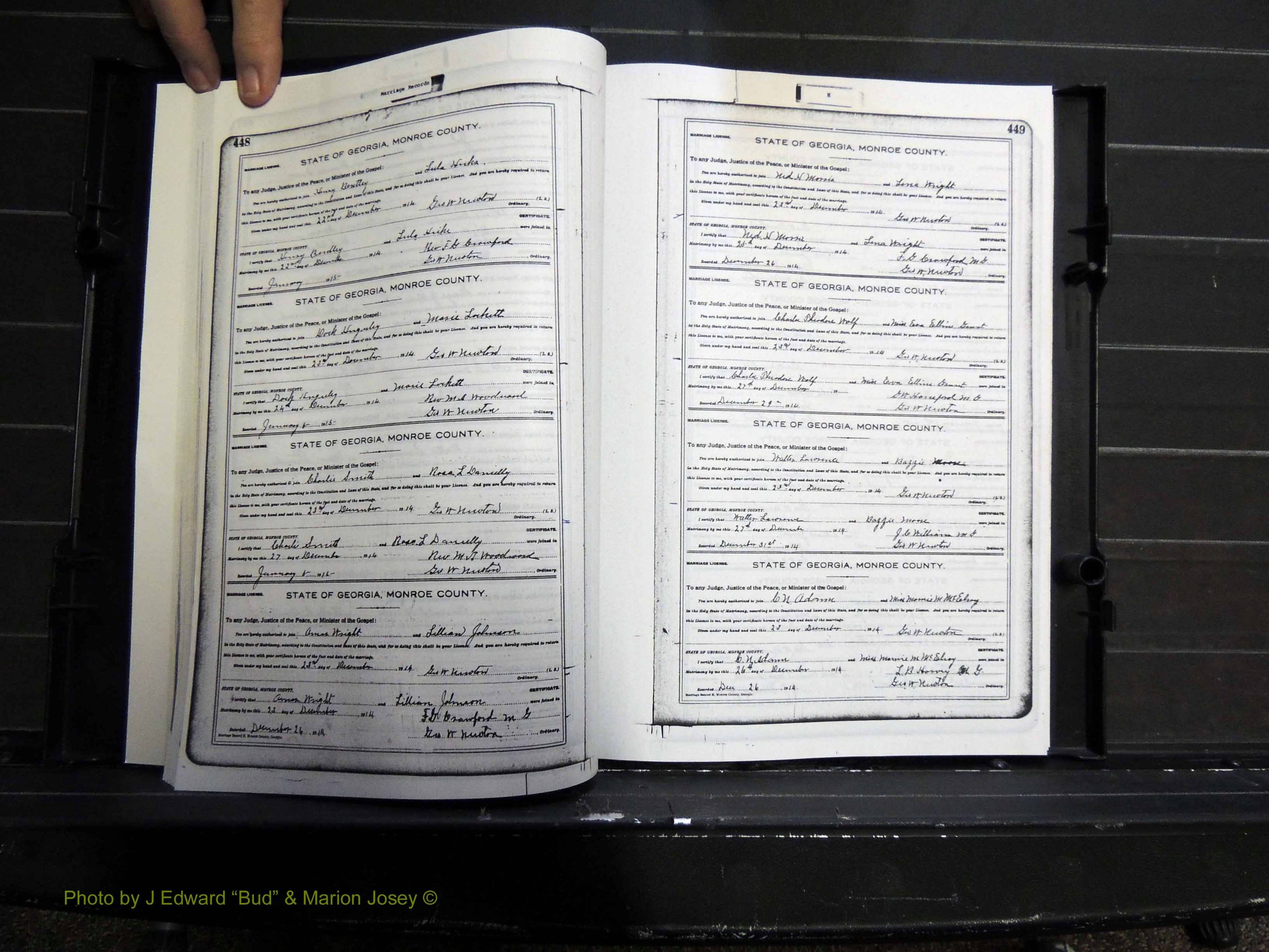 Monroe Co, GA, Marriages, Book H2, 1913-1916 pg 448-449.JPG
