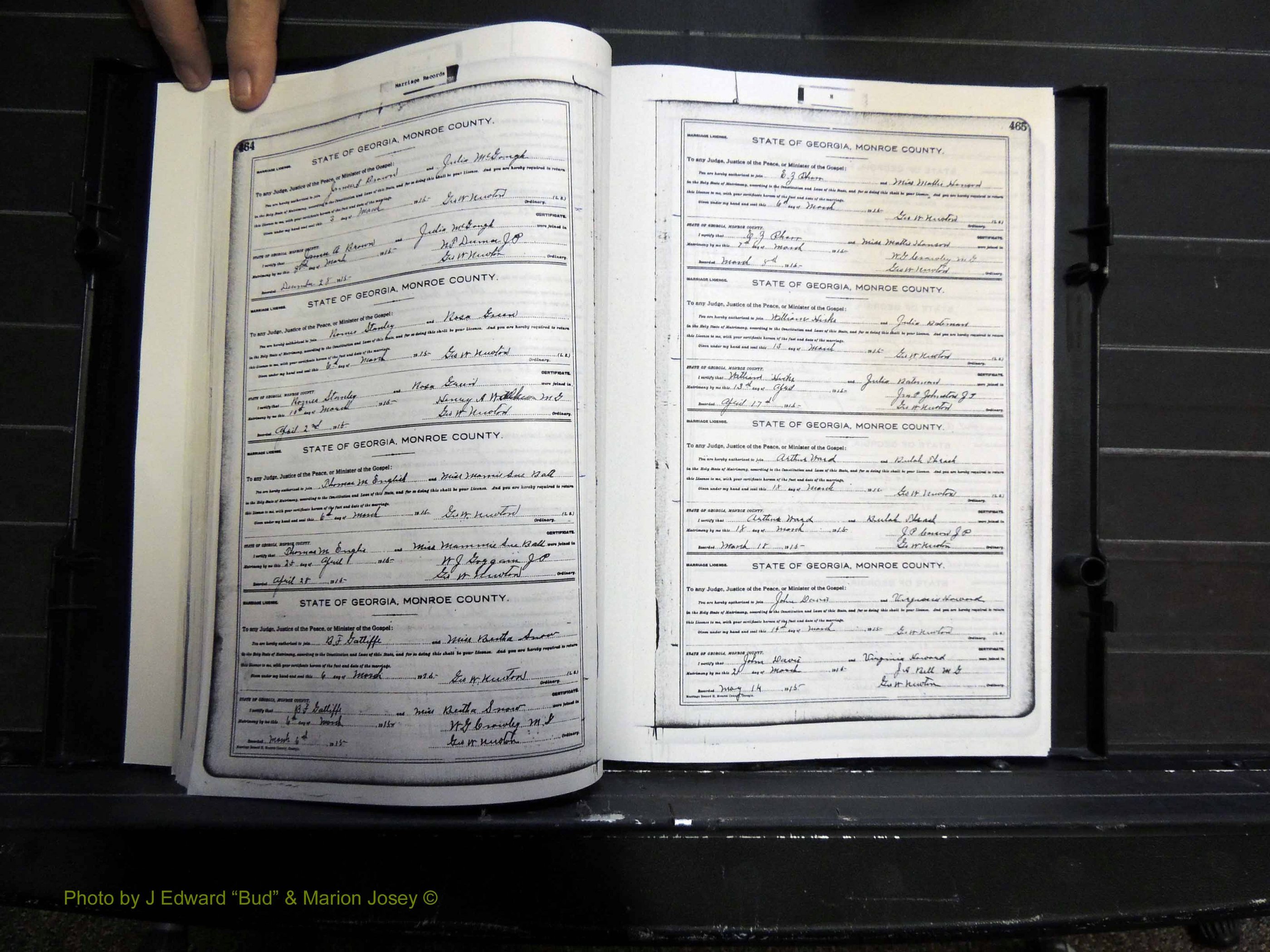 Monroe Co, GA, Marriages, Book H2, 1913-1916 pg 464-465.JPG