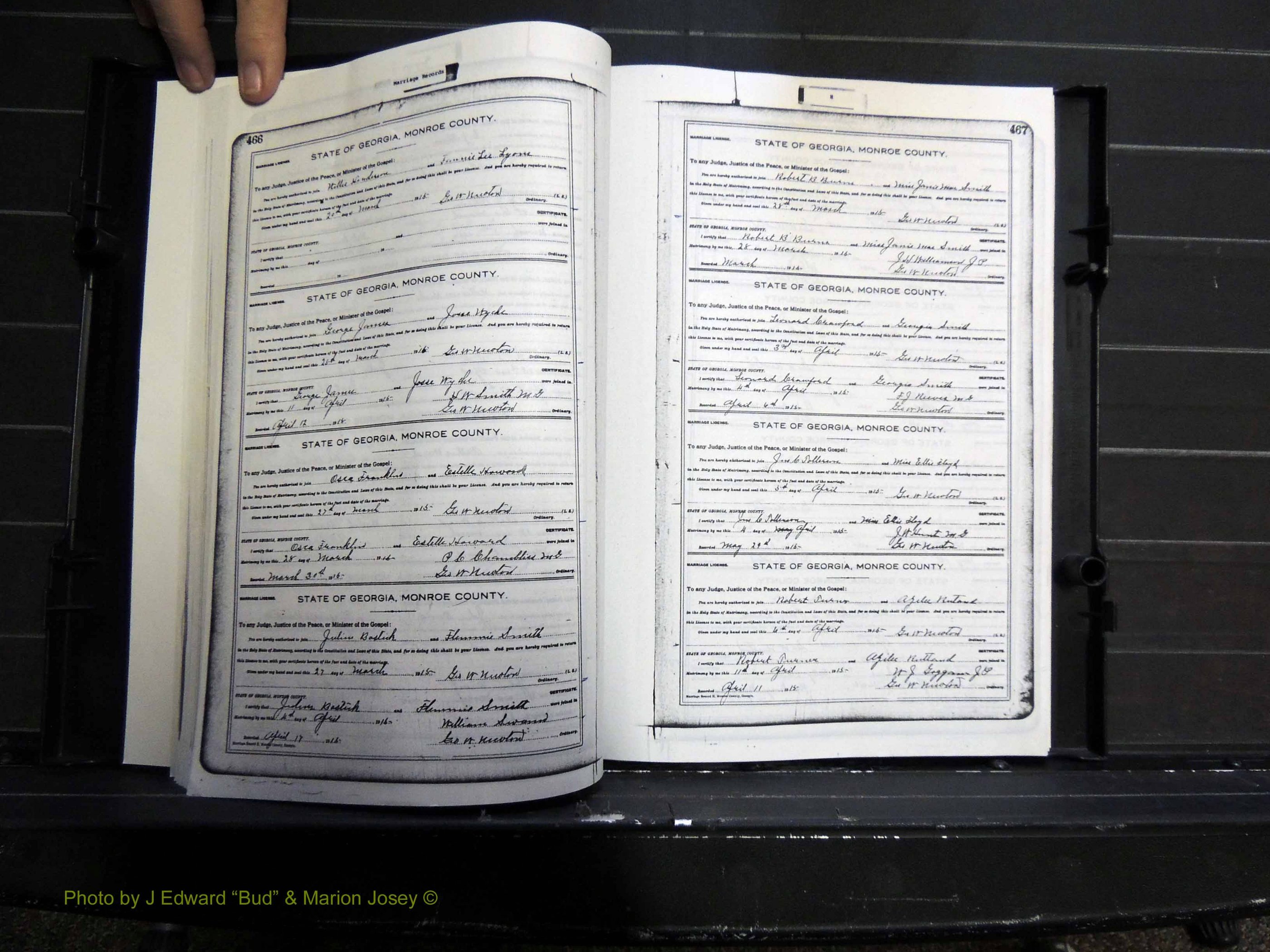 Monroe Co, GA, Marriages, Book H2, 1913-1916 pg 466-467.JPG