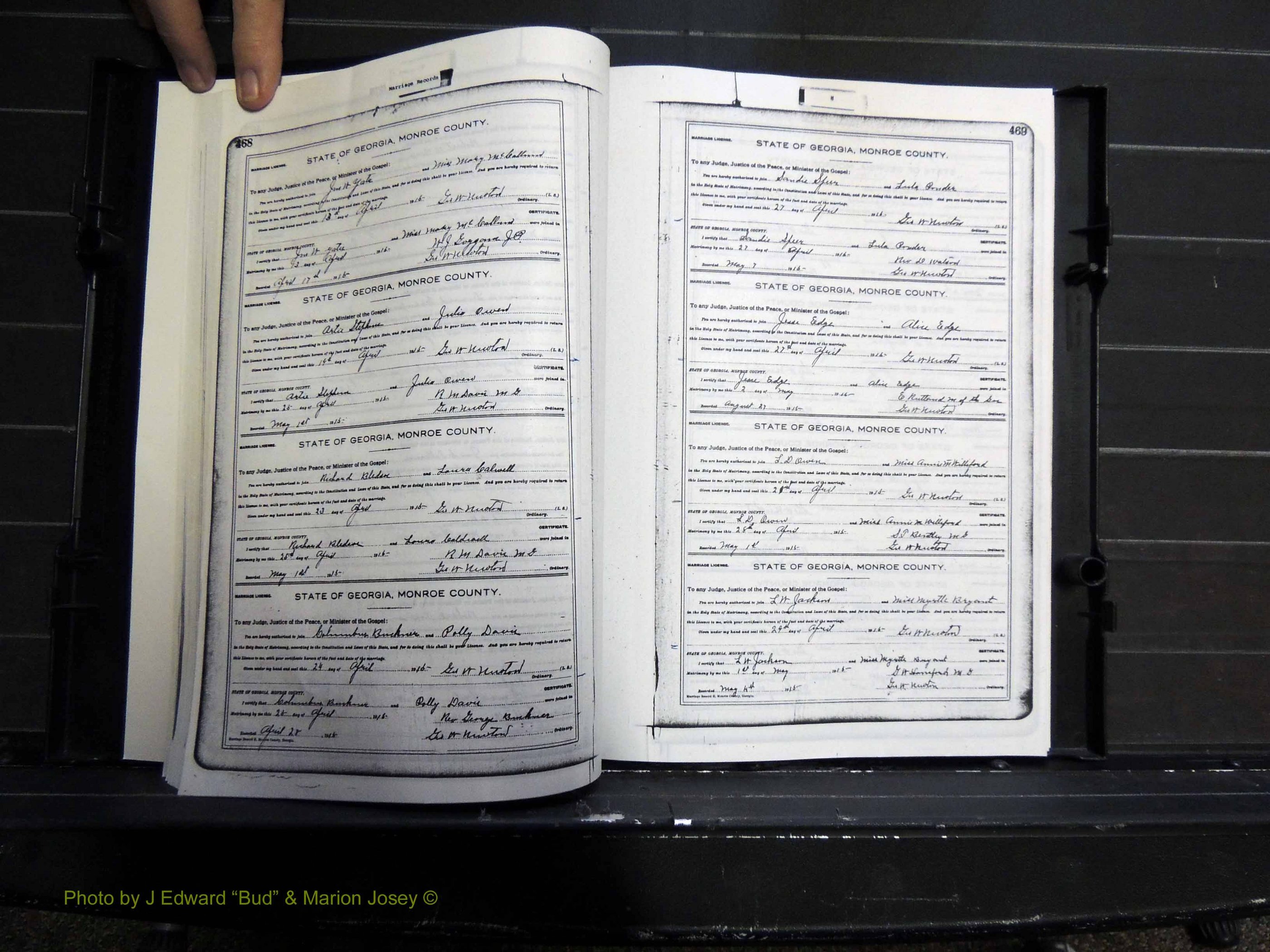 Monroe Co, GA, Marriages, Book H2, 1913-1916 pg 468-469.JPG