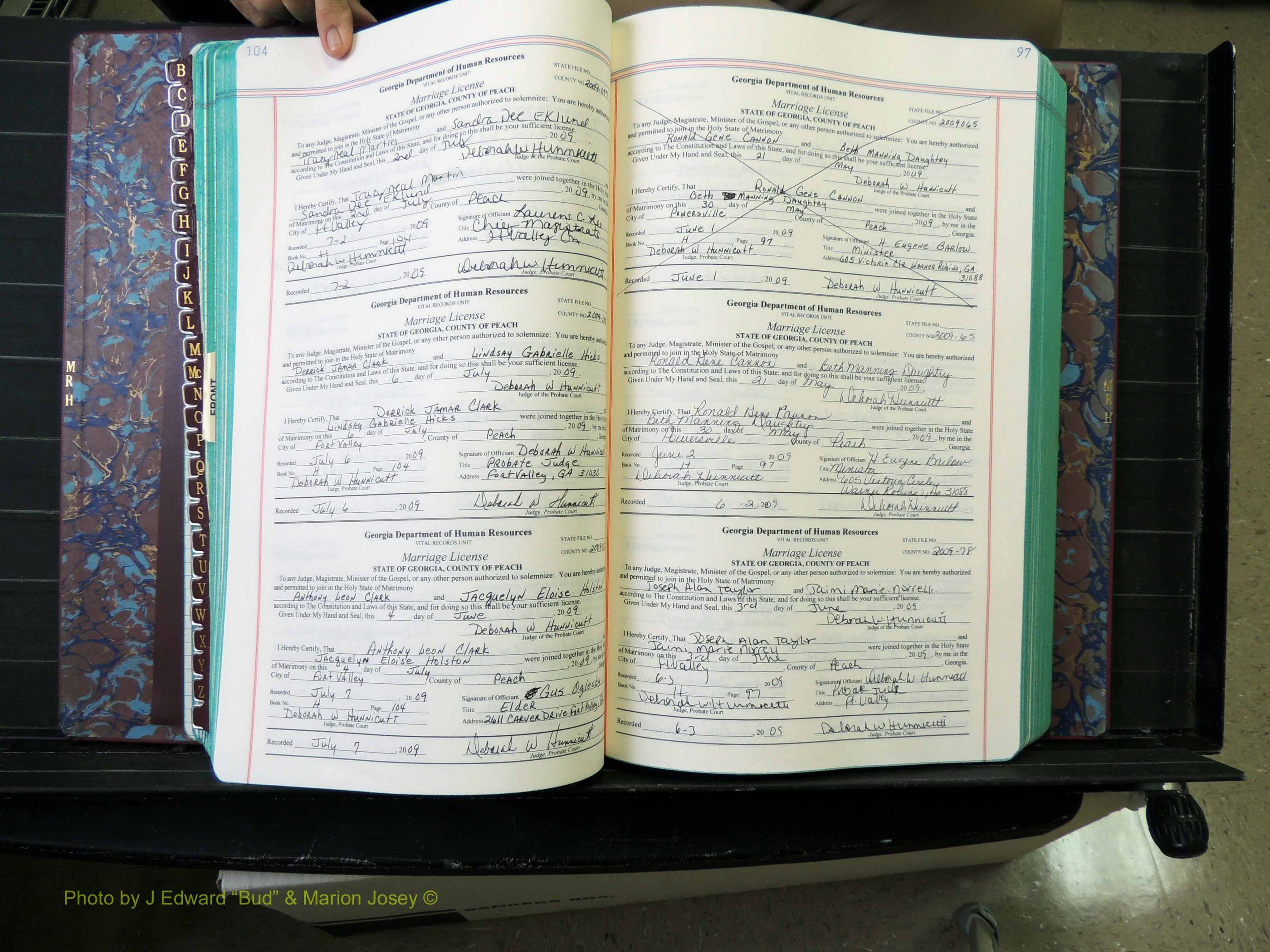 Peach Co, GA, Marriages, Book H, 2007-2013 pg 104-105.JPG