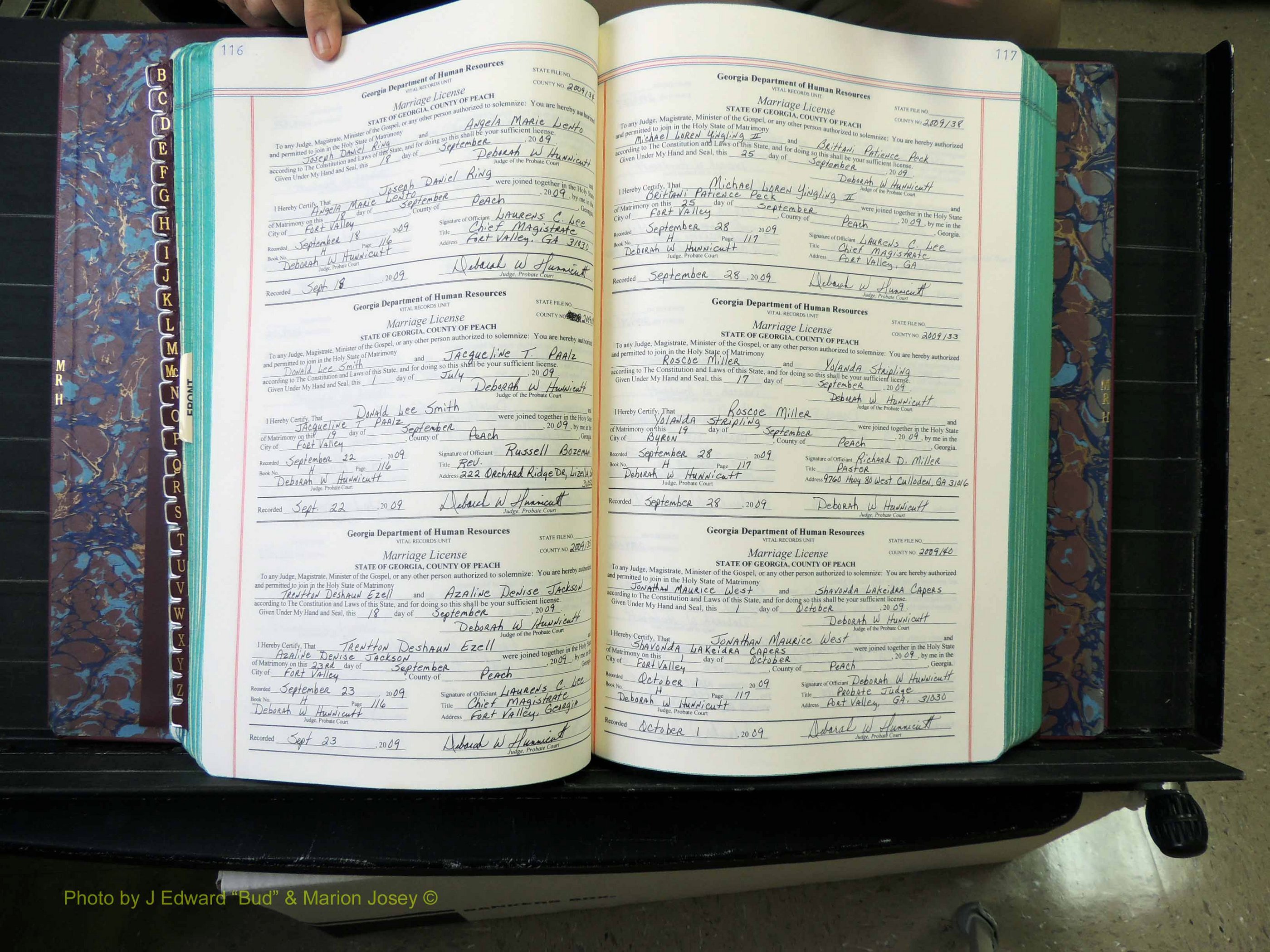 Peach Co, GA, Marriages, Book H, 2007-2013 pg 116-117.JPG