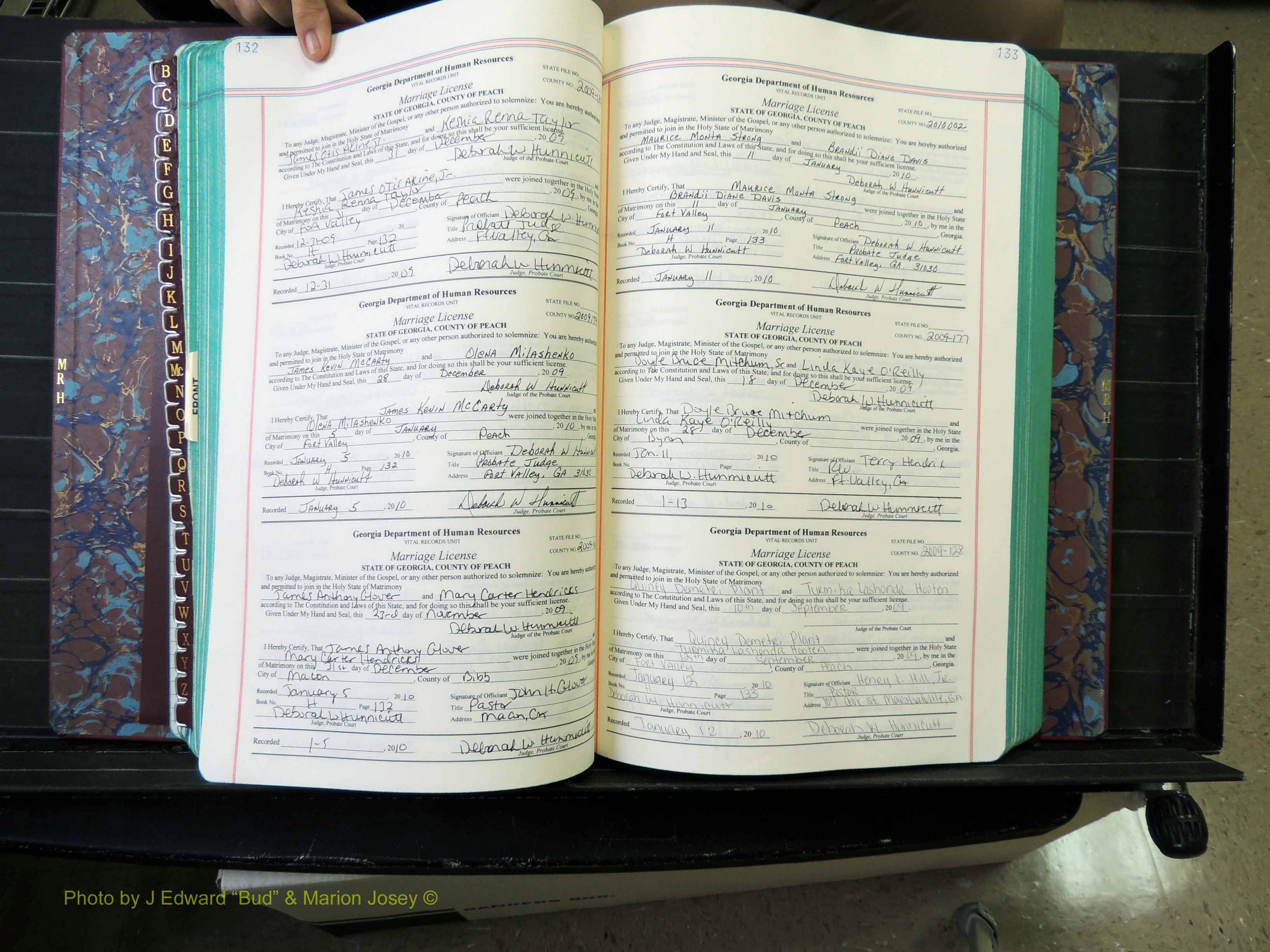 Peach Co, GA, Marriages, Book H, 2007-2013 pg 132-133.JPG