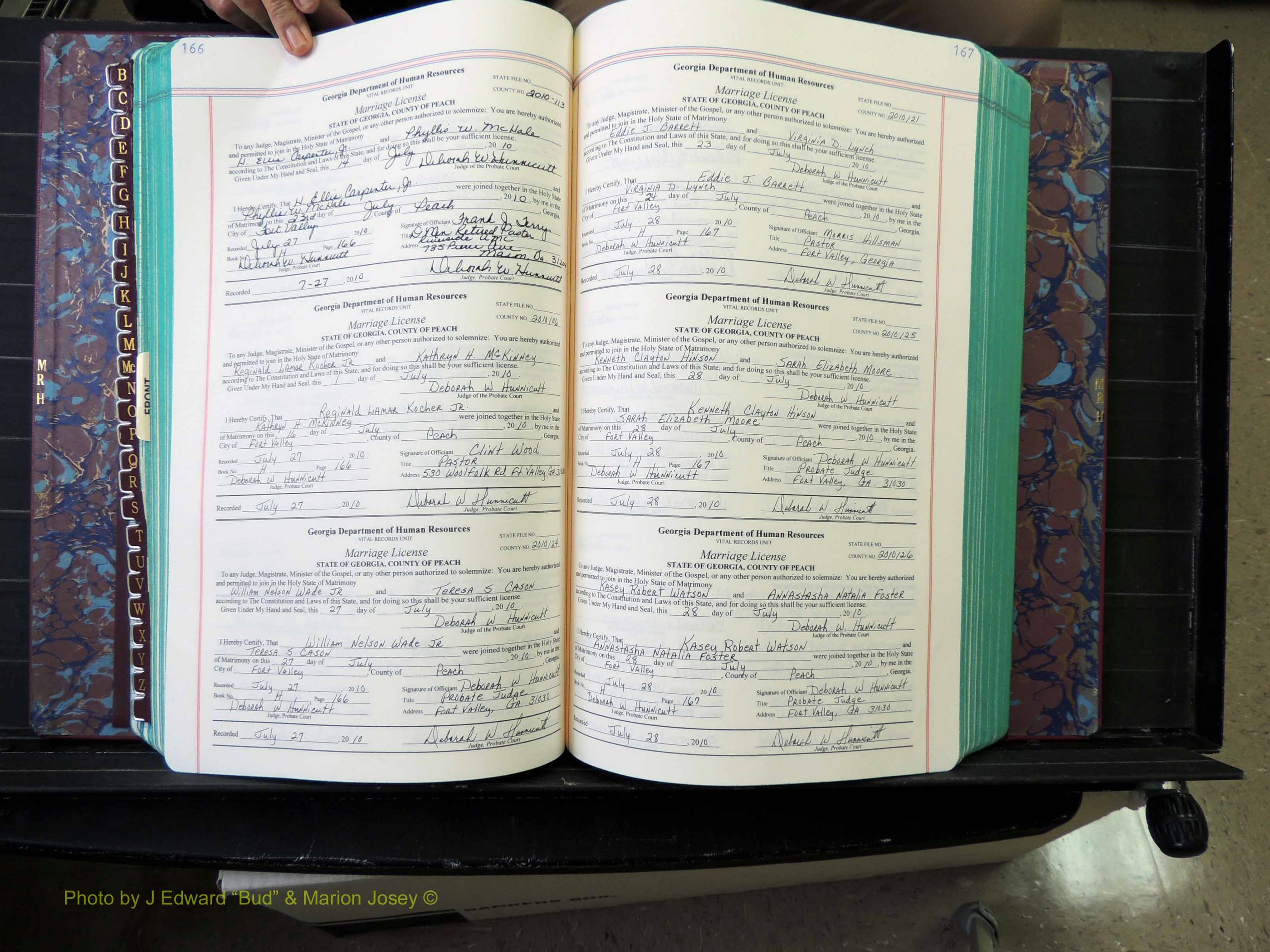 Peach Co, GA, Marriages, Book H, 2007-2013 pg 166-167.JPG