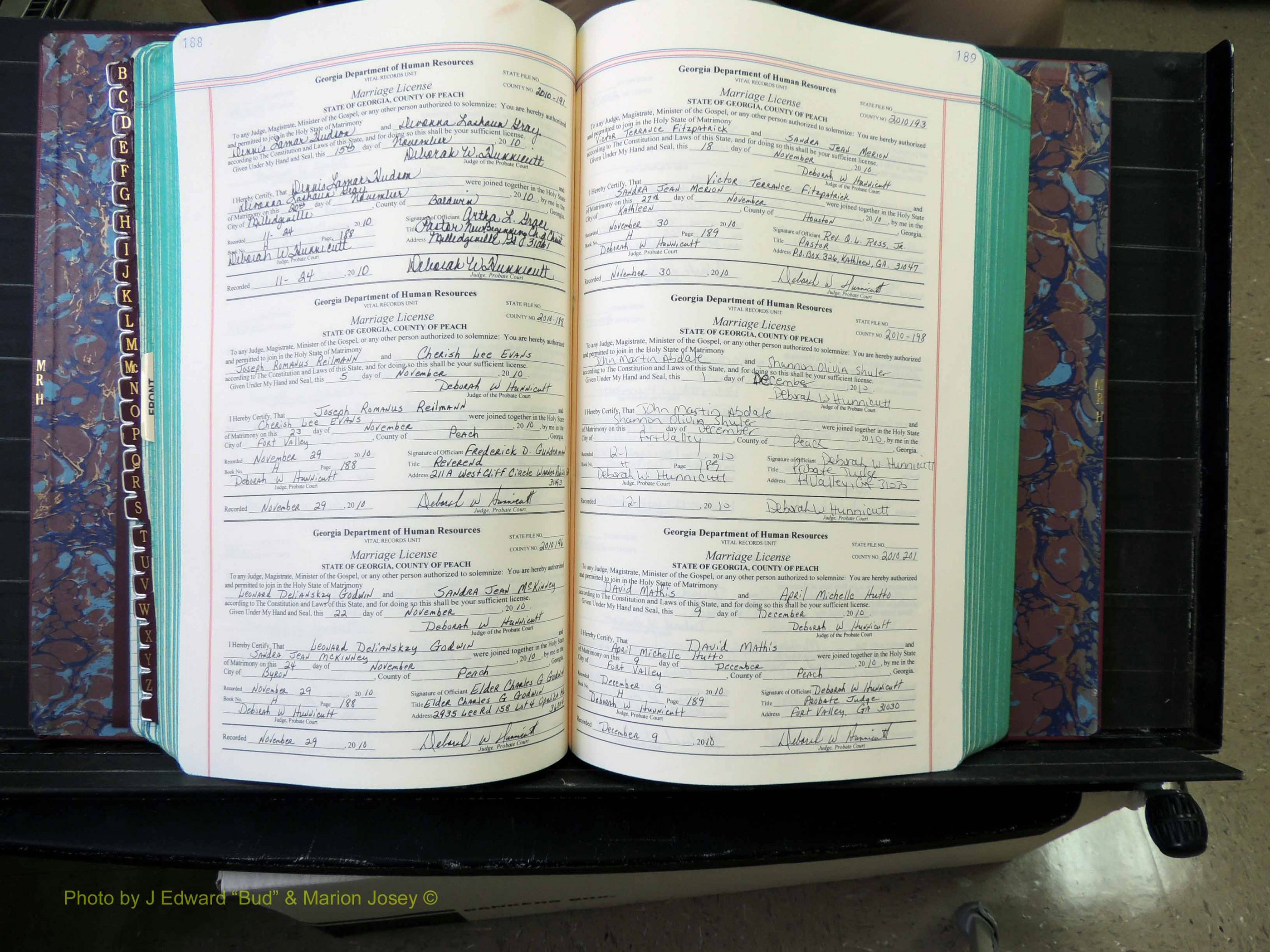 Peach Co, GA, Marriages, Book H, 2007-2013 pg 188-189.JPG
