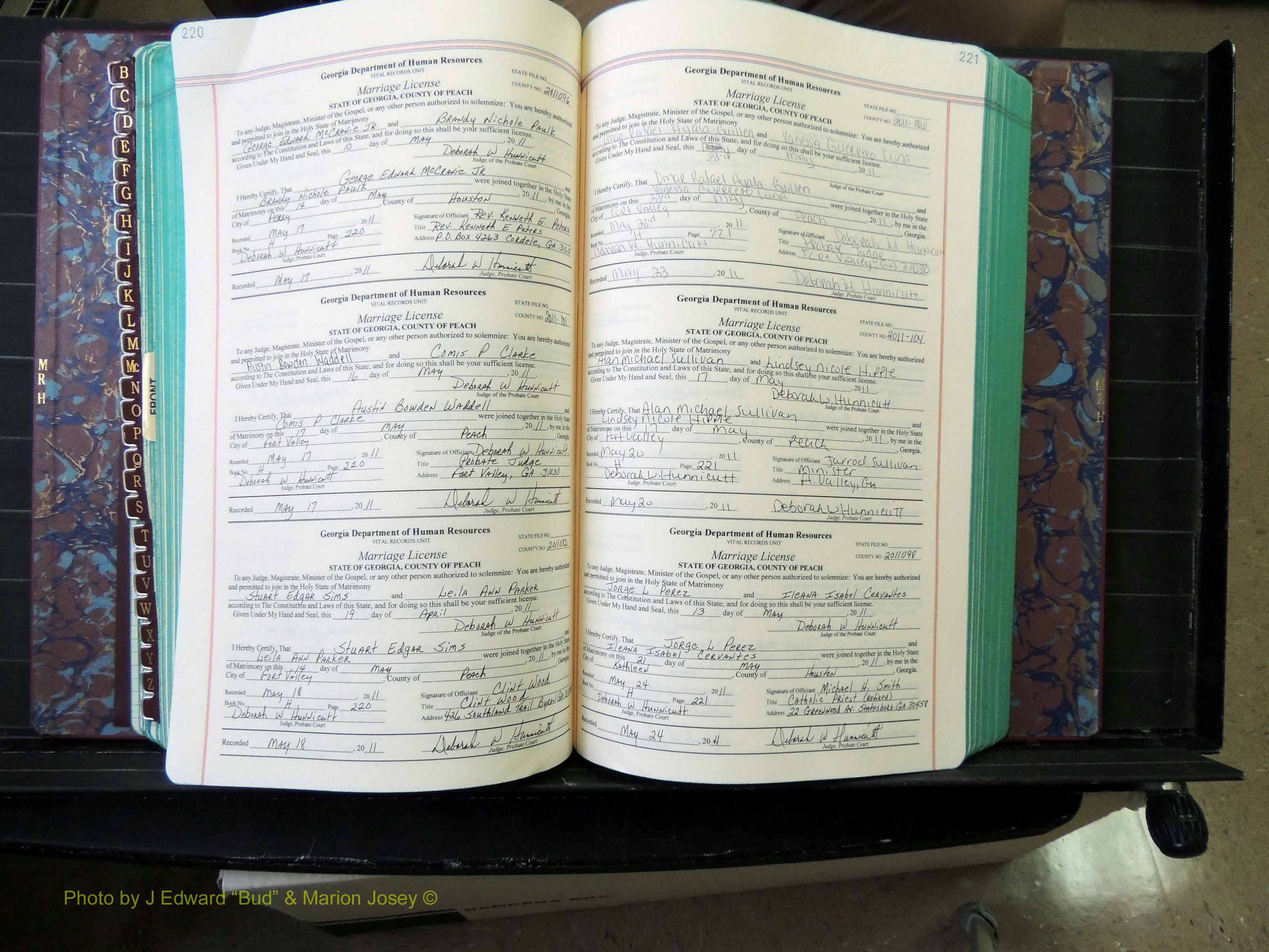 Peach Co, GA, Marriages, Book H, 2007-2013 pg 220-221.JPG