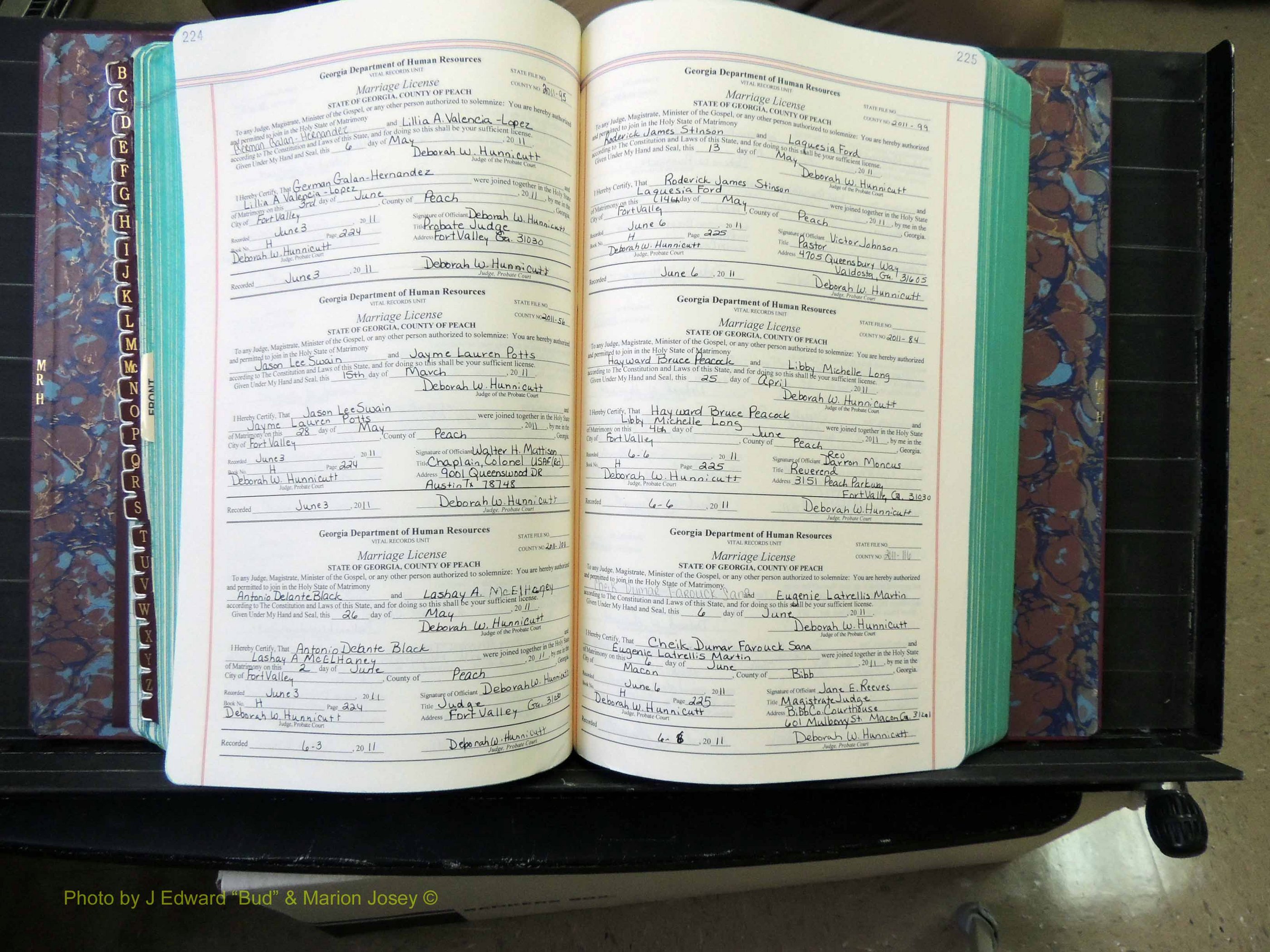 Peach Co, GA, Marriages, Book H, 2007-2013 pg 224-225.JPG