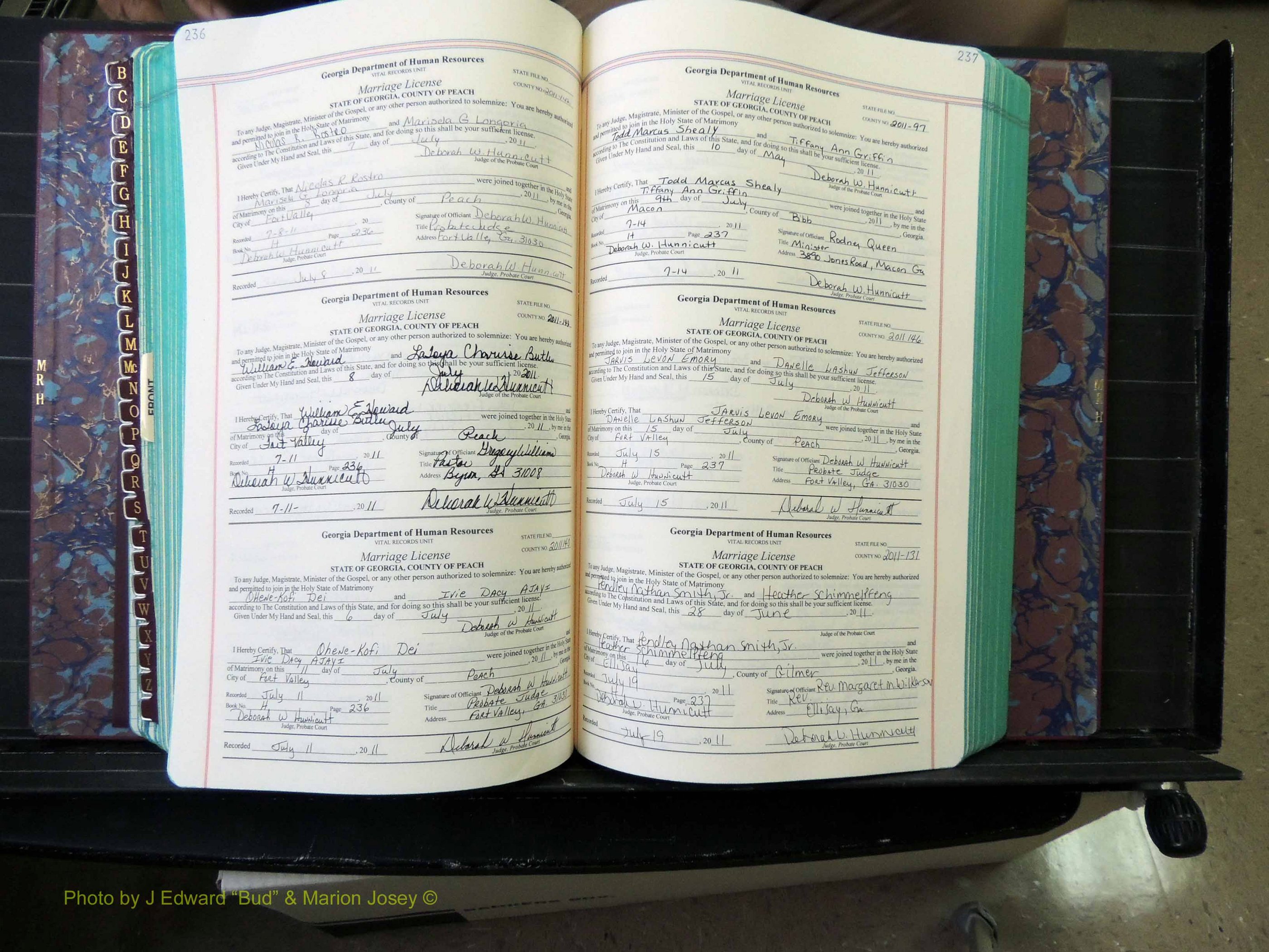 Peach Co, GA, Marriages, Book H, 2007-2013 pg 236-237.JPG