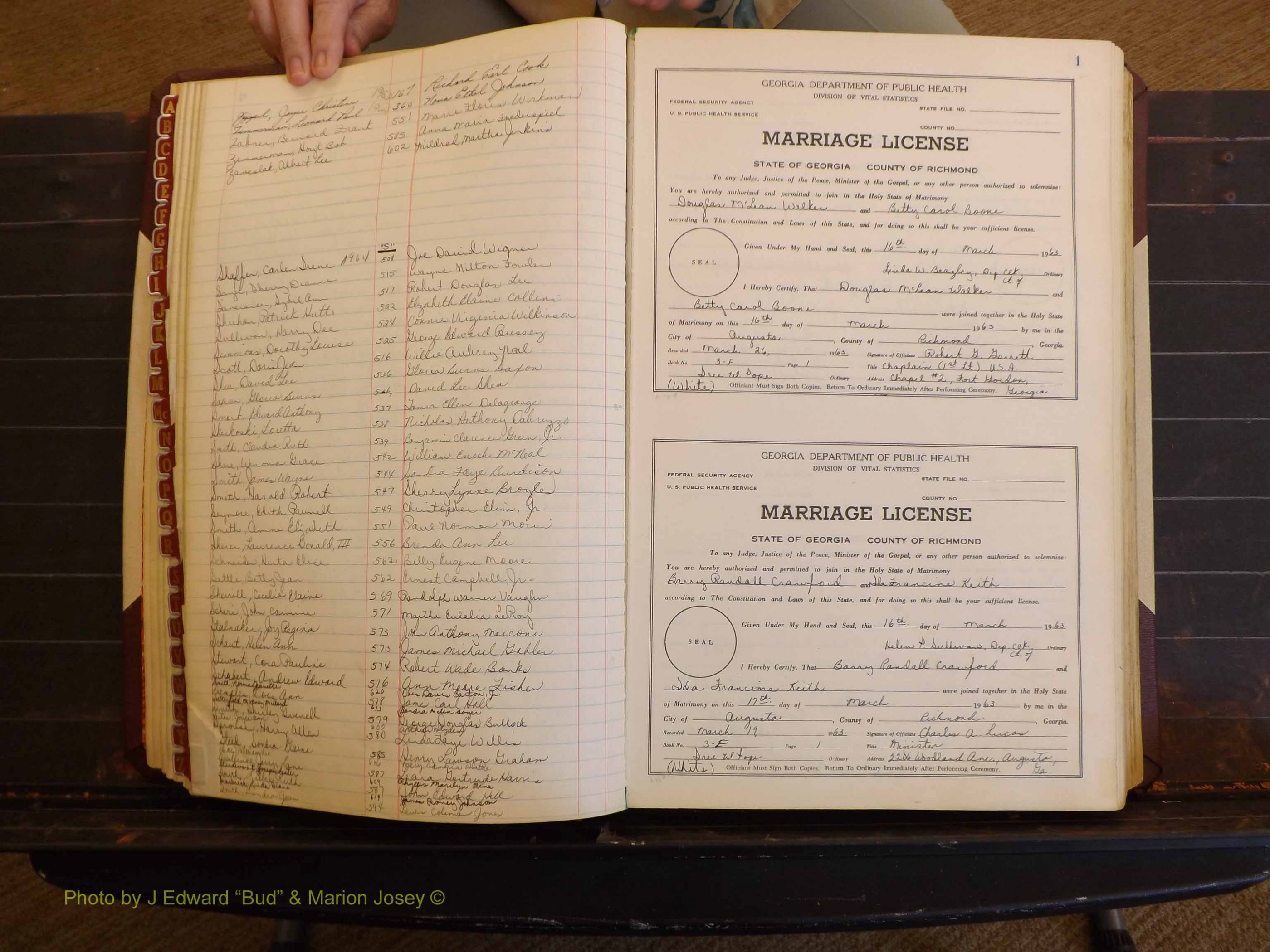 Richmond Marriages, 3F, 1963-1964 Index Z & S & P 001.JPG