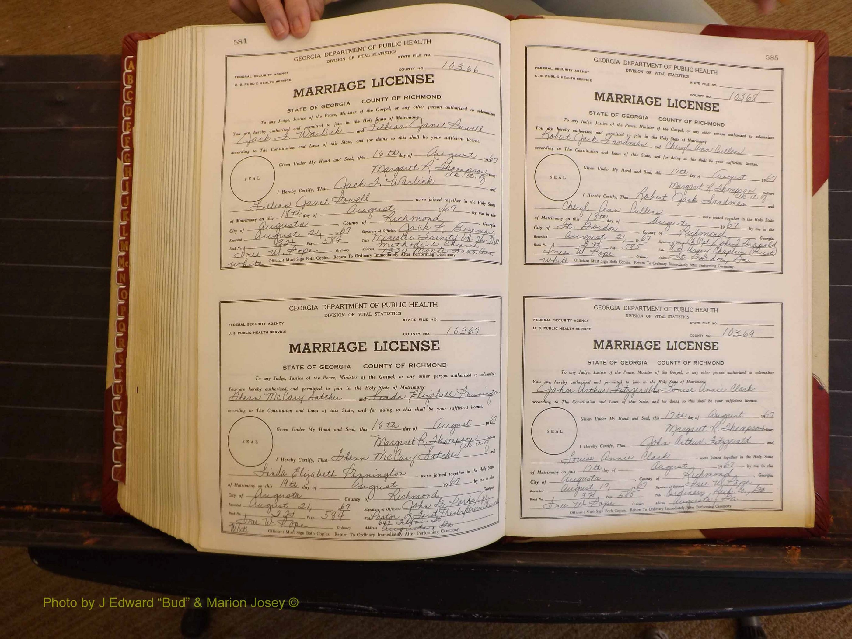 Richmond Marriages, 3H, 1966-1967 P 584-585.JPG