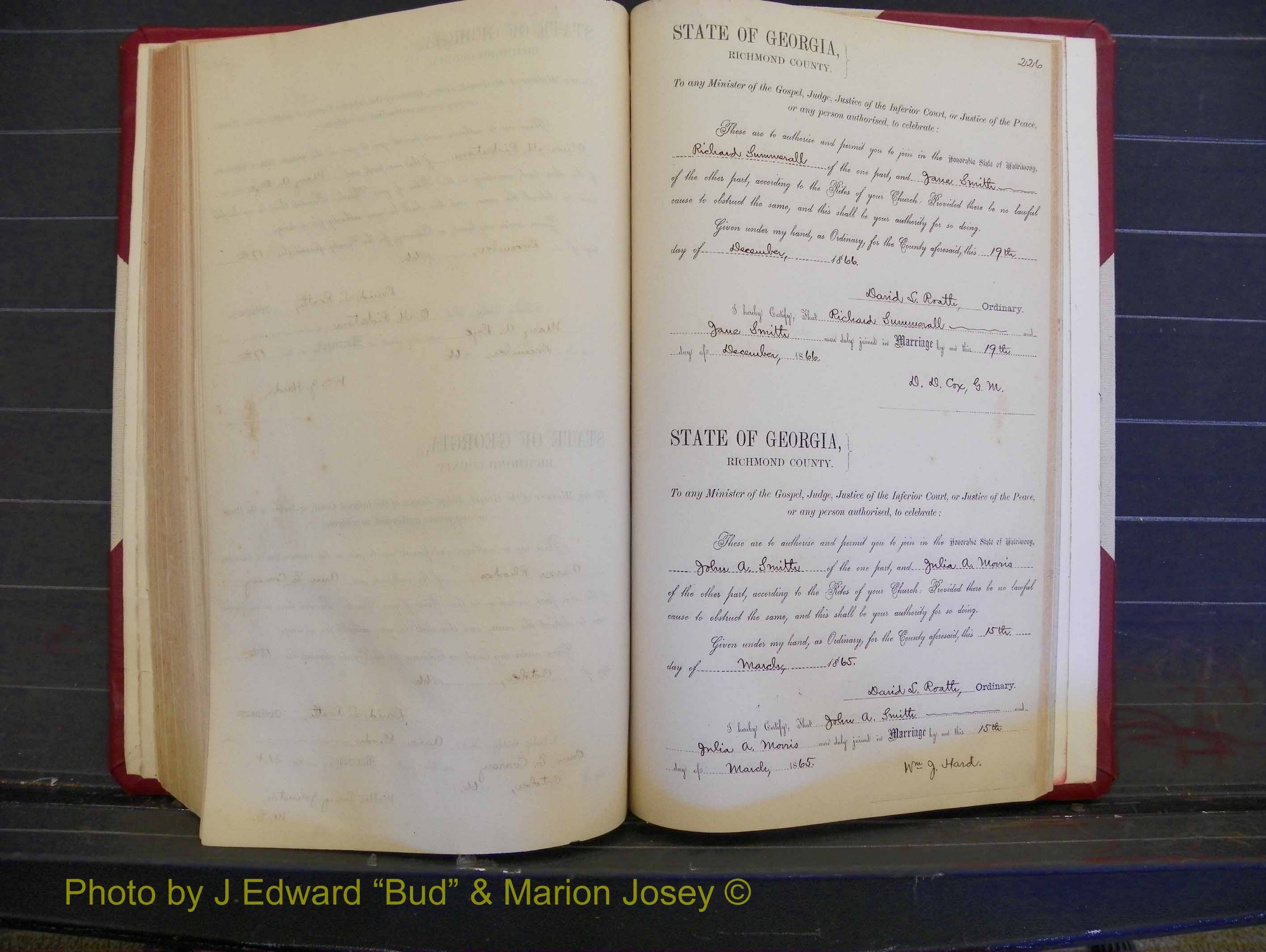 Richmond Marriages, Book E, 1861-1867 P 226.JPG