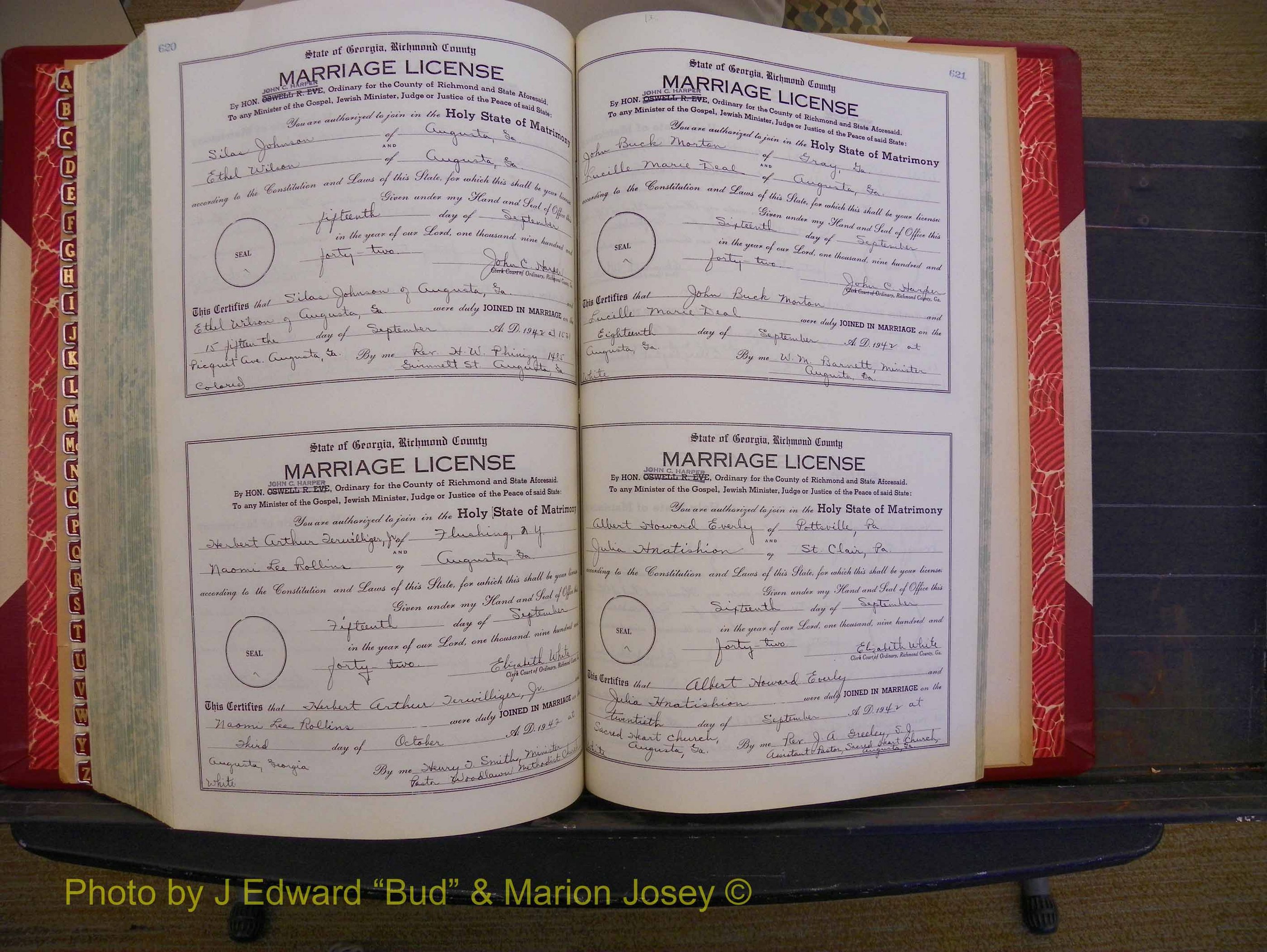 Richmond Marriages, Book UU, 1939-1942 P 620-621.JPG