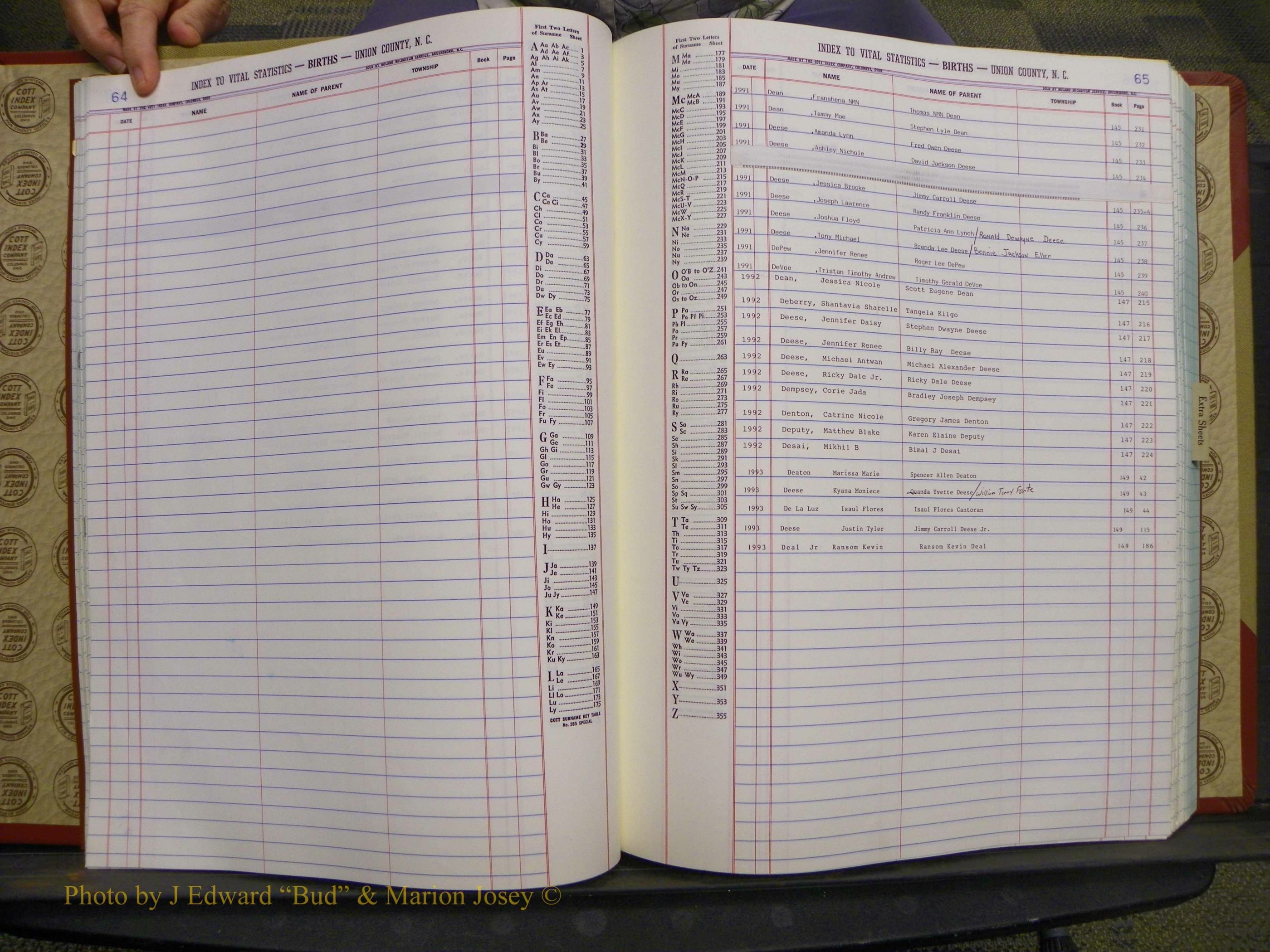 Union Co, NC Births, A-Z, 1991-1992 (25).JPG