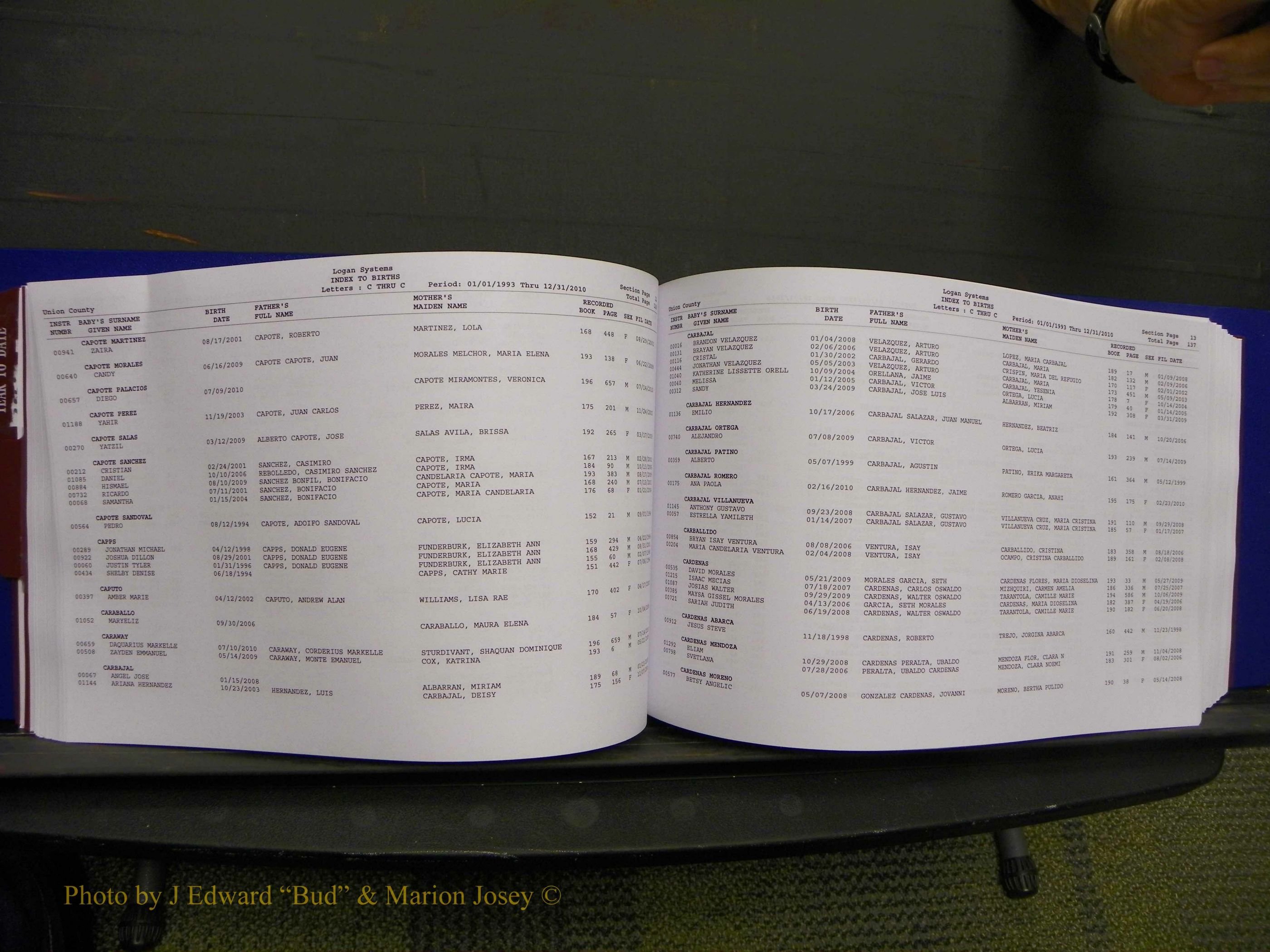 Union Co, NC Births, A-Z, 1993-2010 (101).JPG