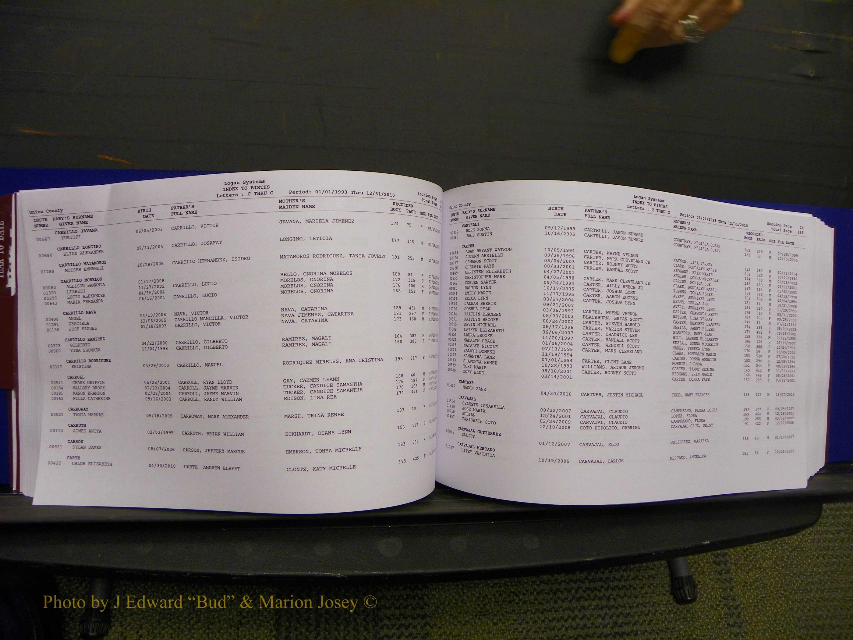 Union Co, NC Births, A-Z, 1993-2010 (106).JPG