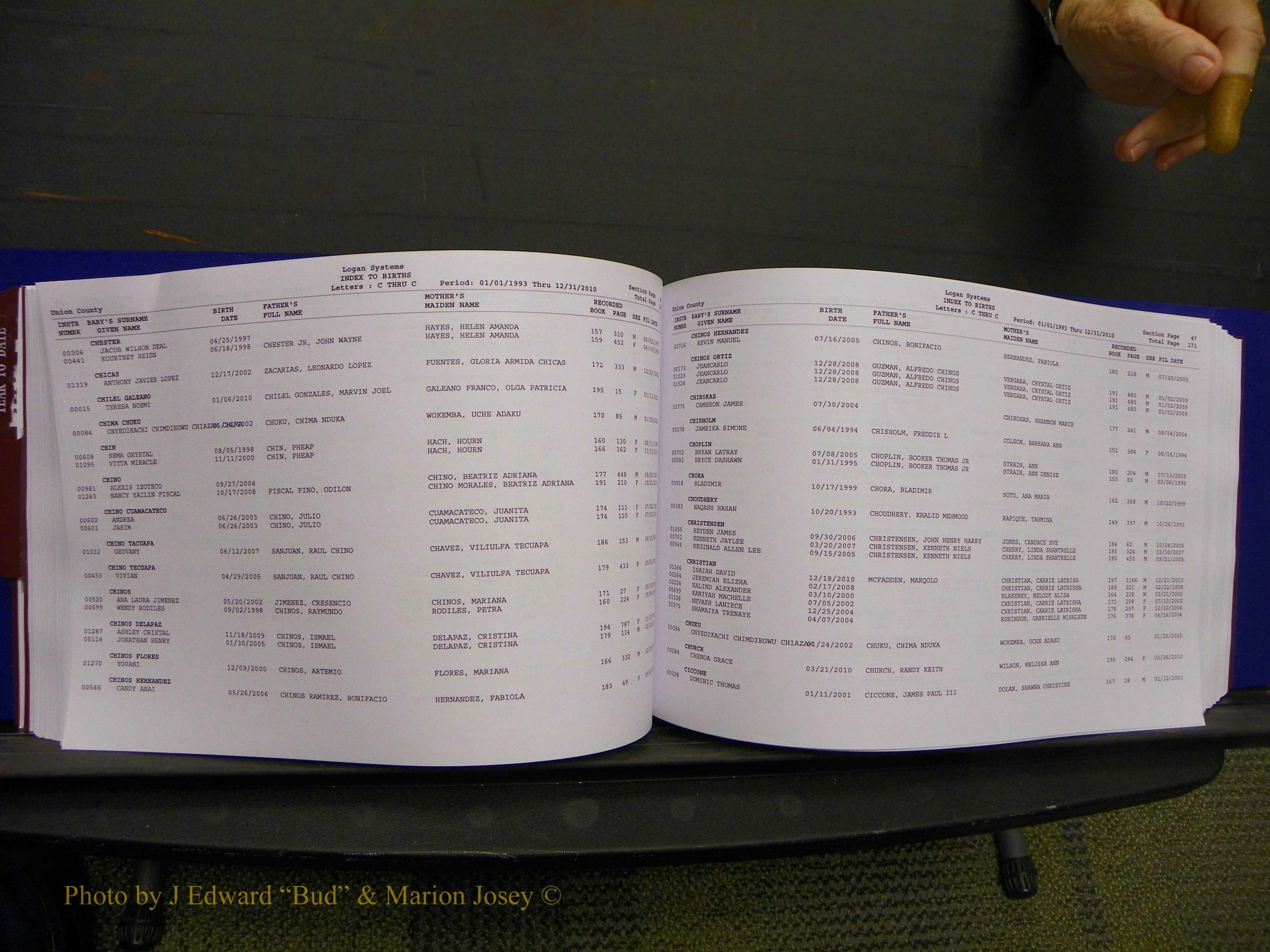 Union Co, NC Births, A-Z, 1993-2010 (118).JPG