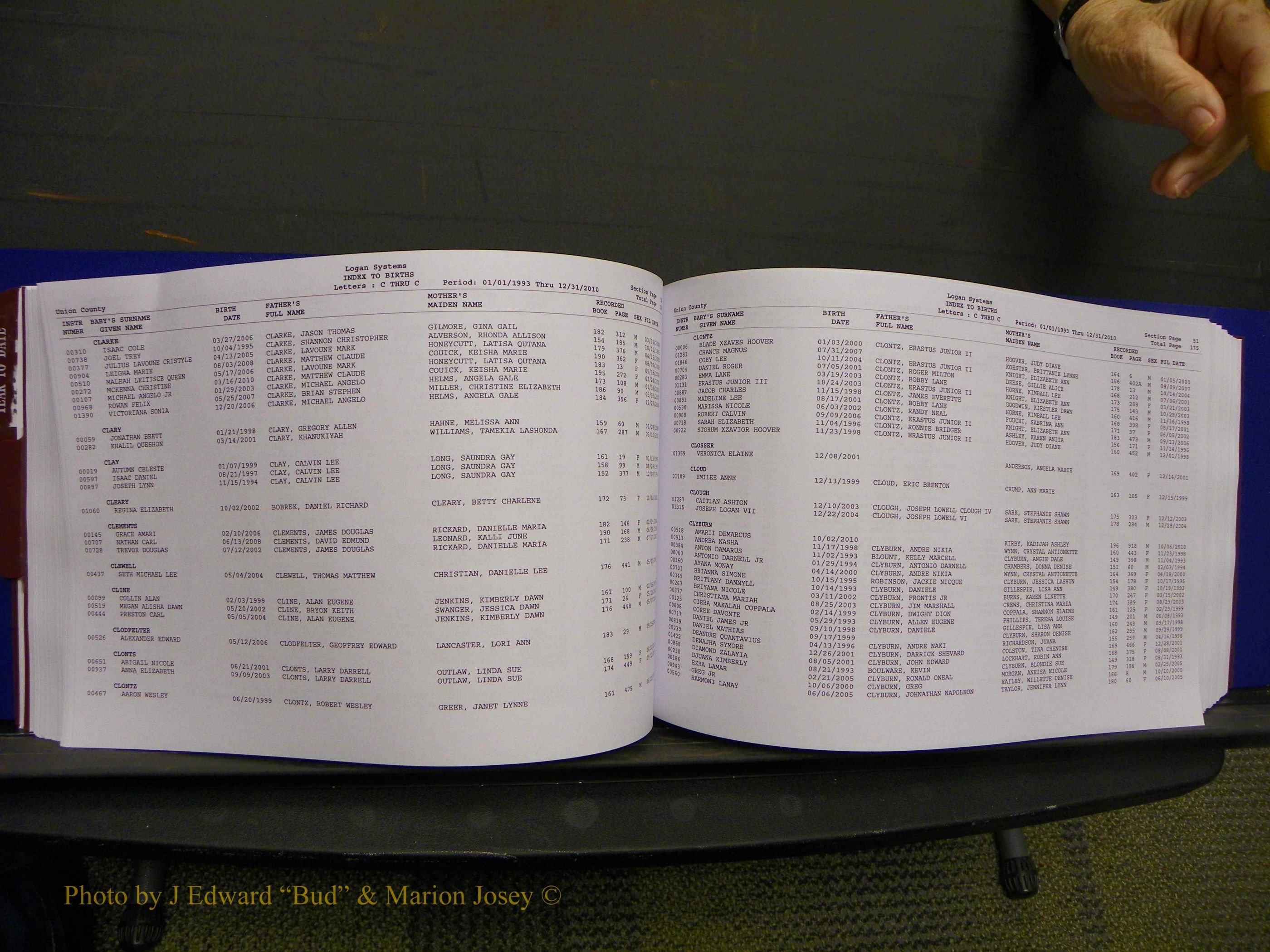 Union Co, NC Births, A-Z, 1993-2010 (119).JPG