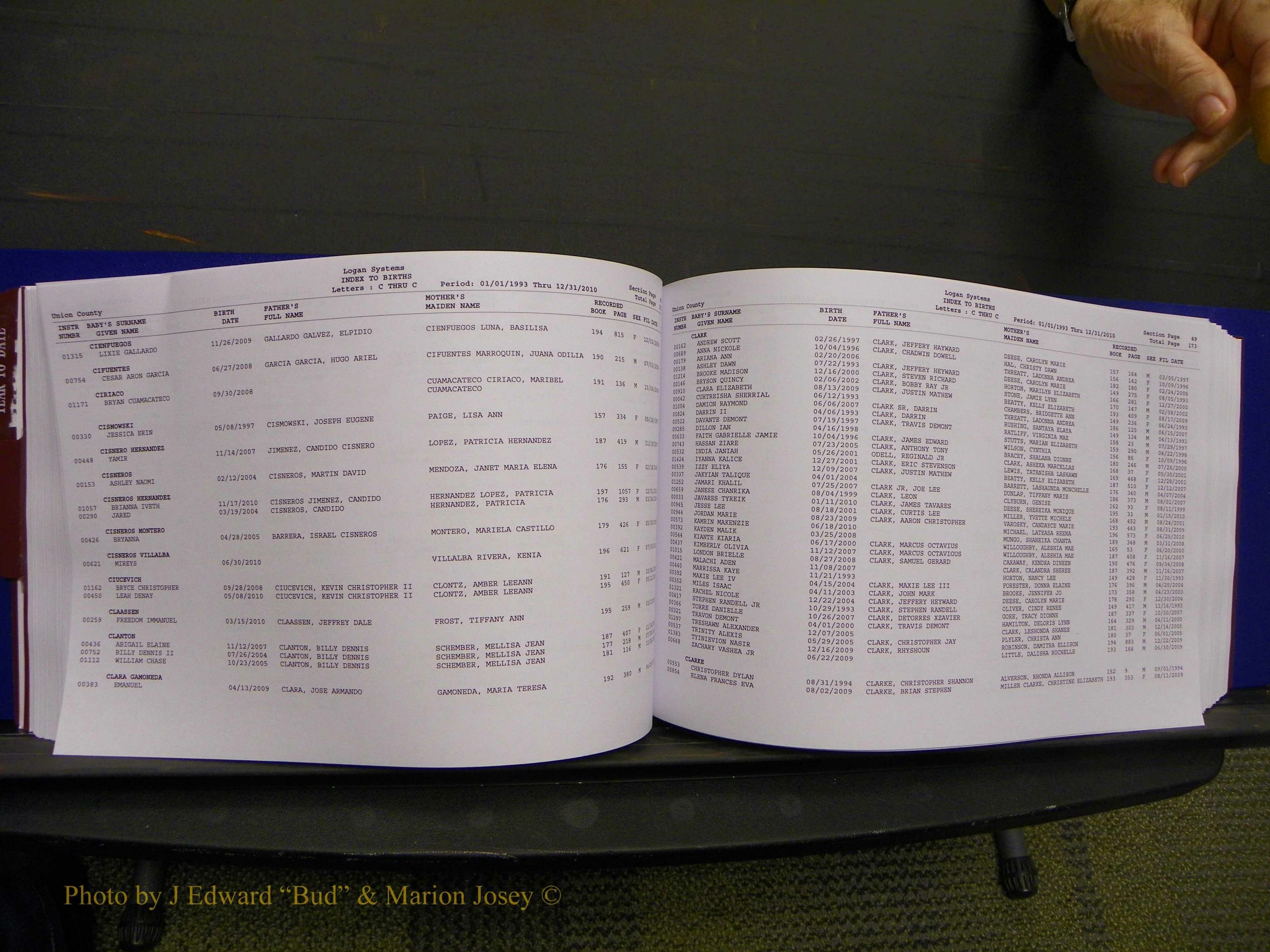 Union Co, NC Births, A-Z, 1993-2010 (120).JPG