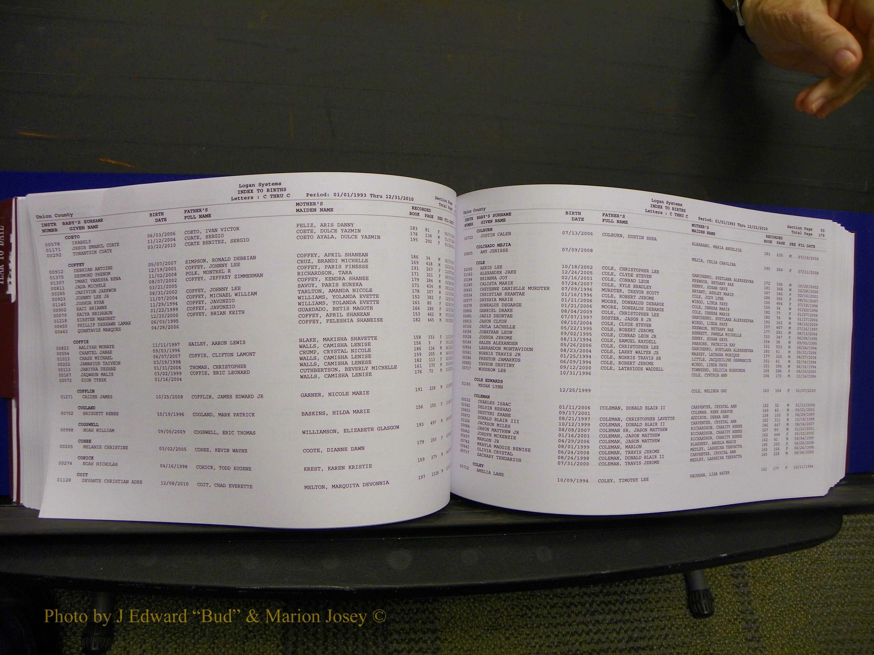 Union Co, NC Births, A-Z, 1993-2010 (122).JPG