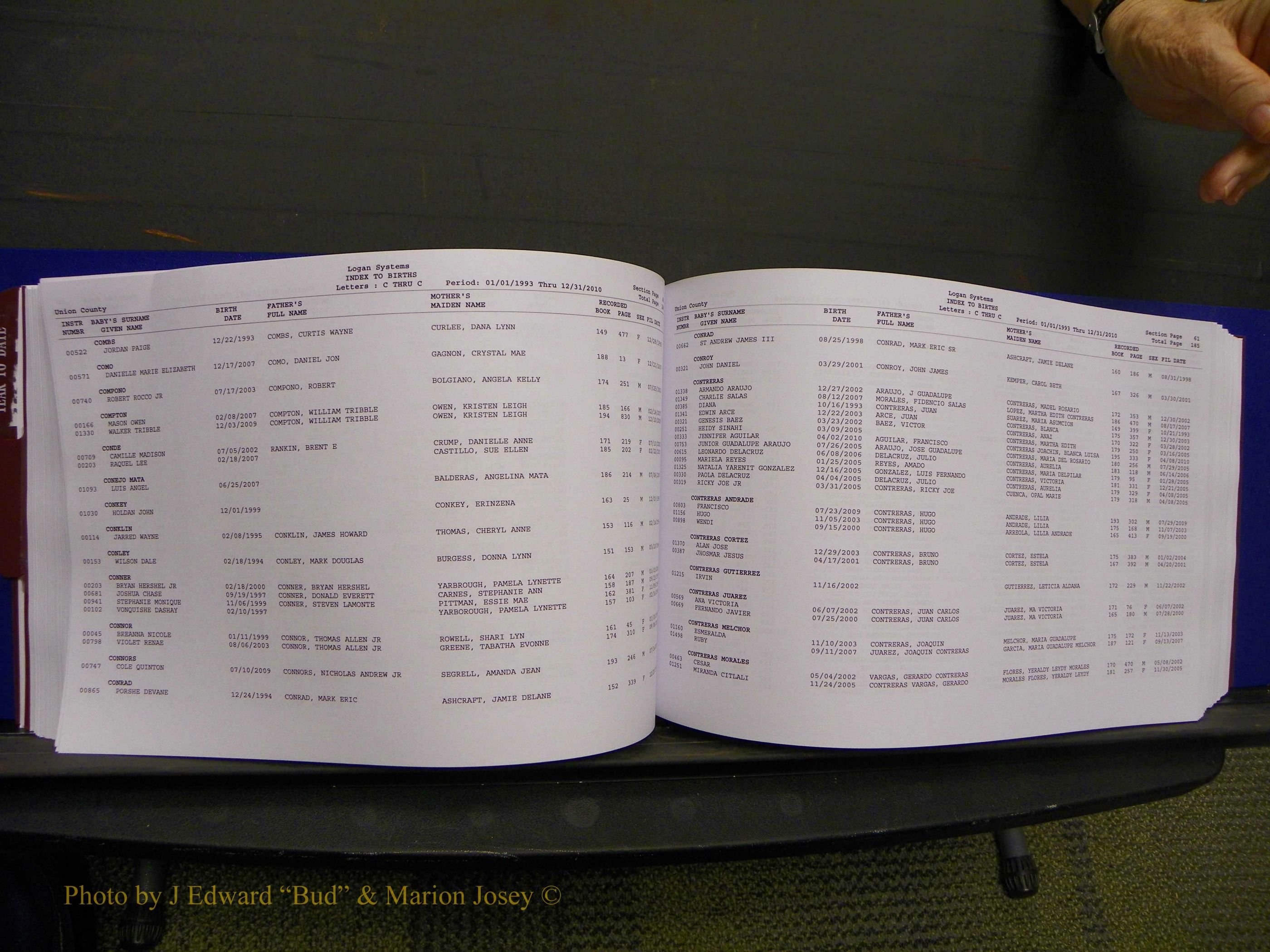 Union Co, NC Births, A-Z, 1993-2010 (124).JPG