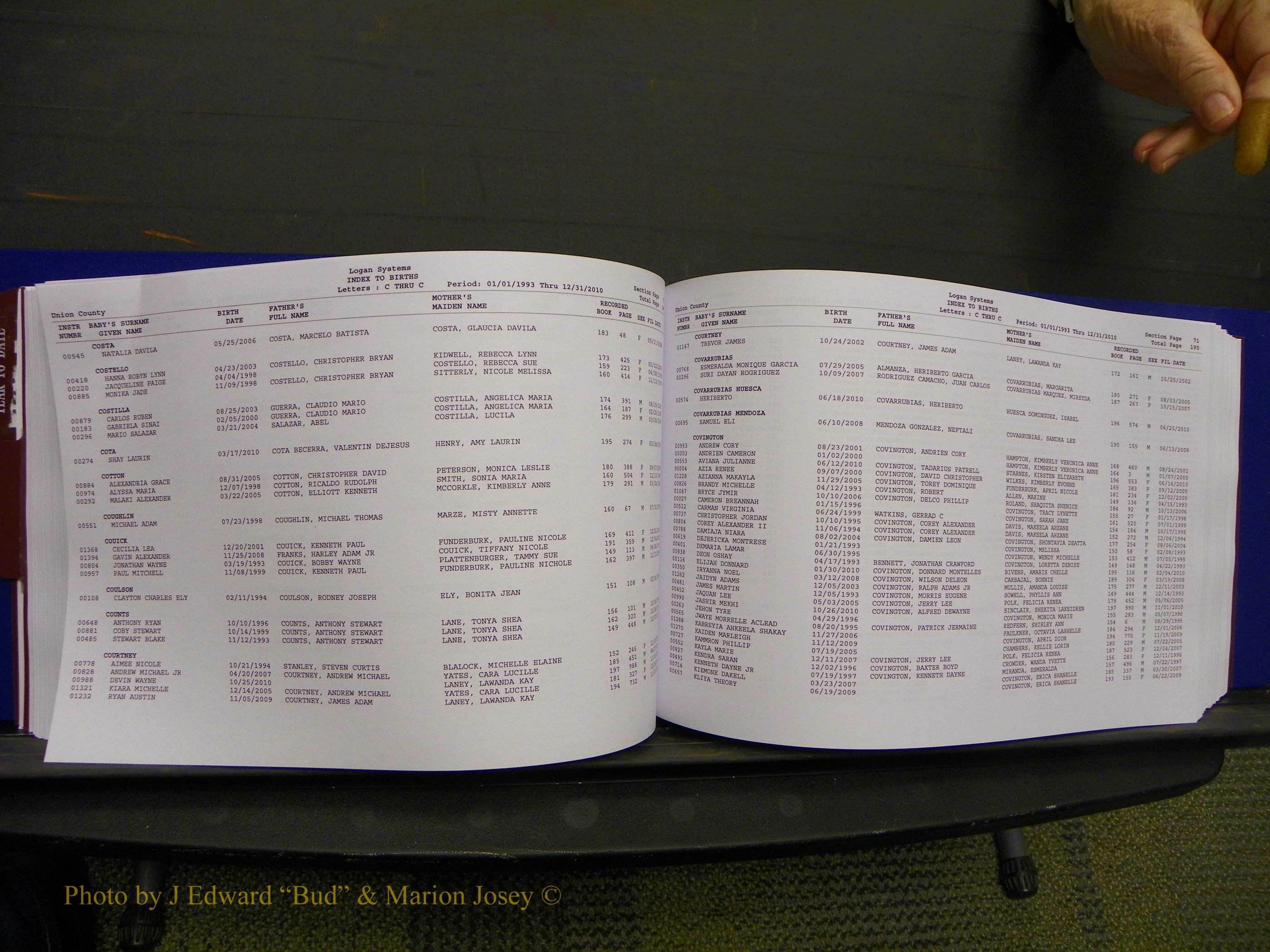 Union Co, NC Births, A-Z, 1993-2010 (129).JPG