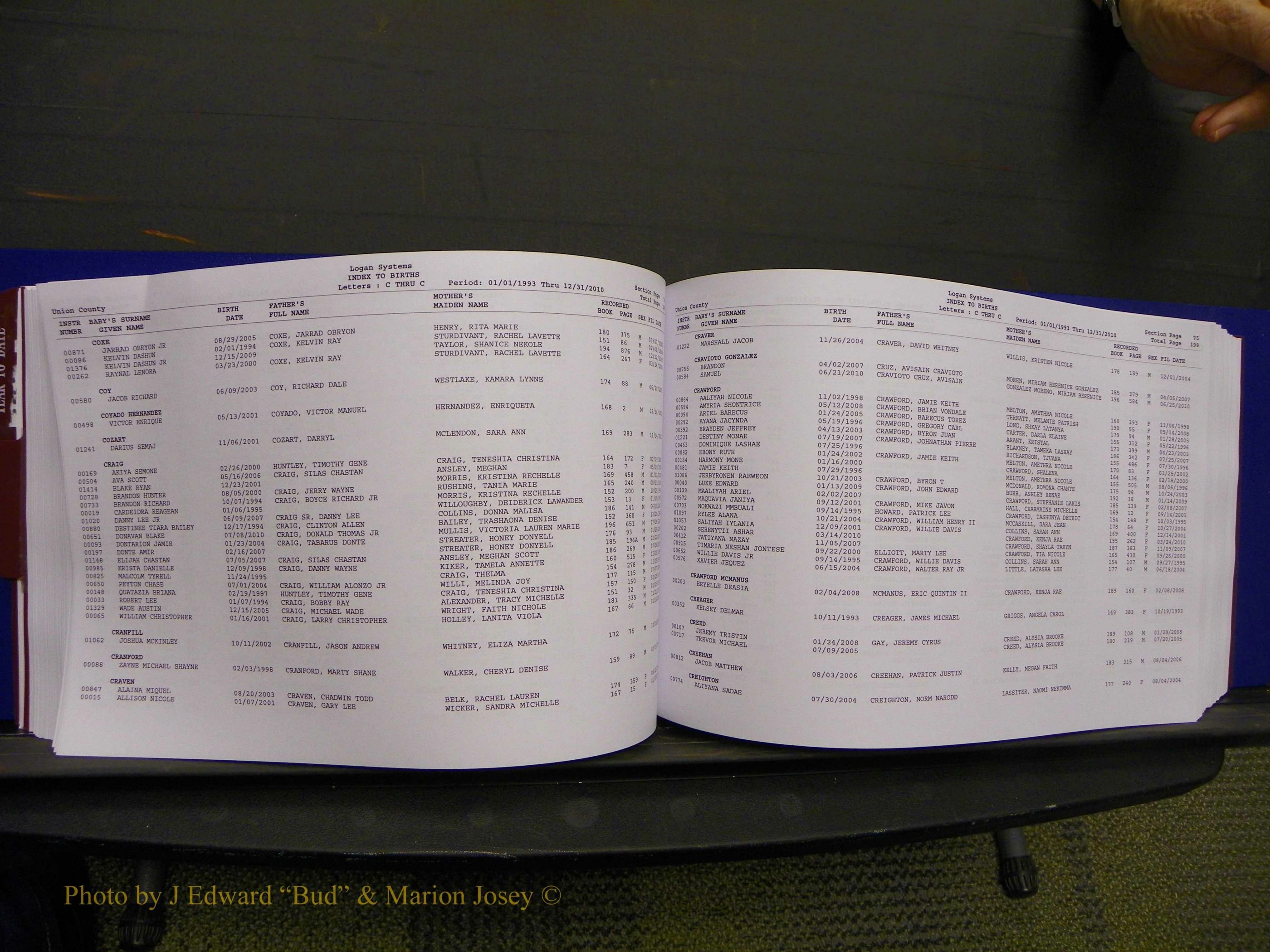 Union Co, NC Births, A-Z, 1993-2010 (132).JPG