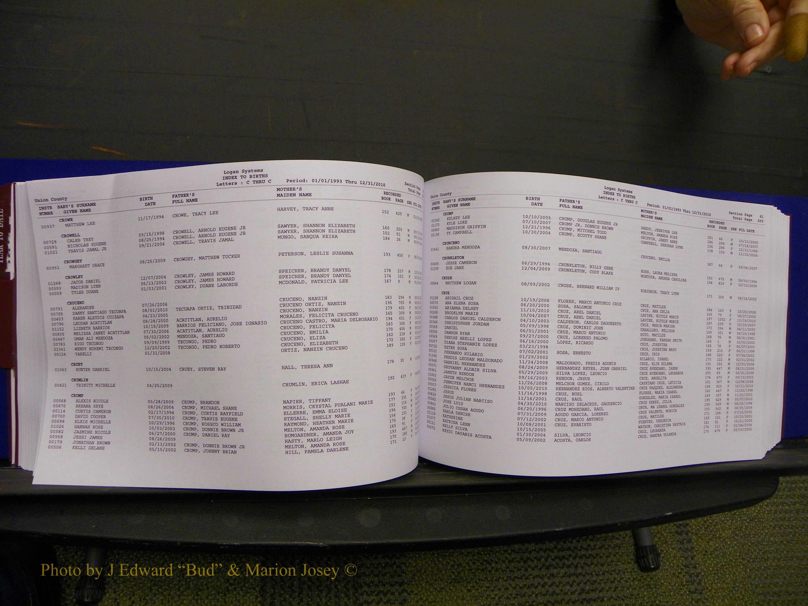 Union Co, NC Births, A-Z, 1993-2010 (134).JPG