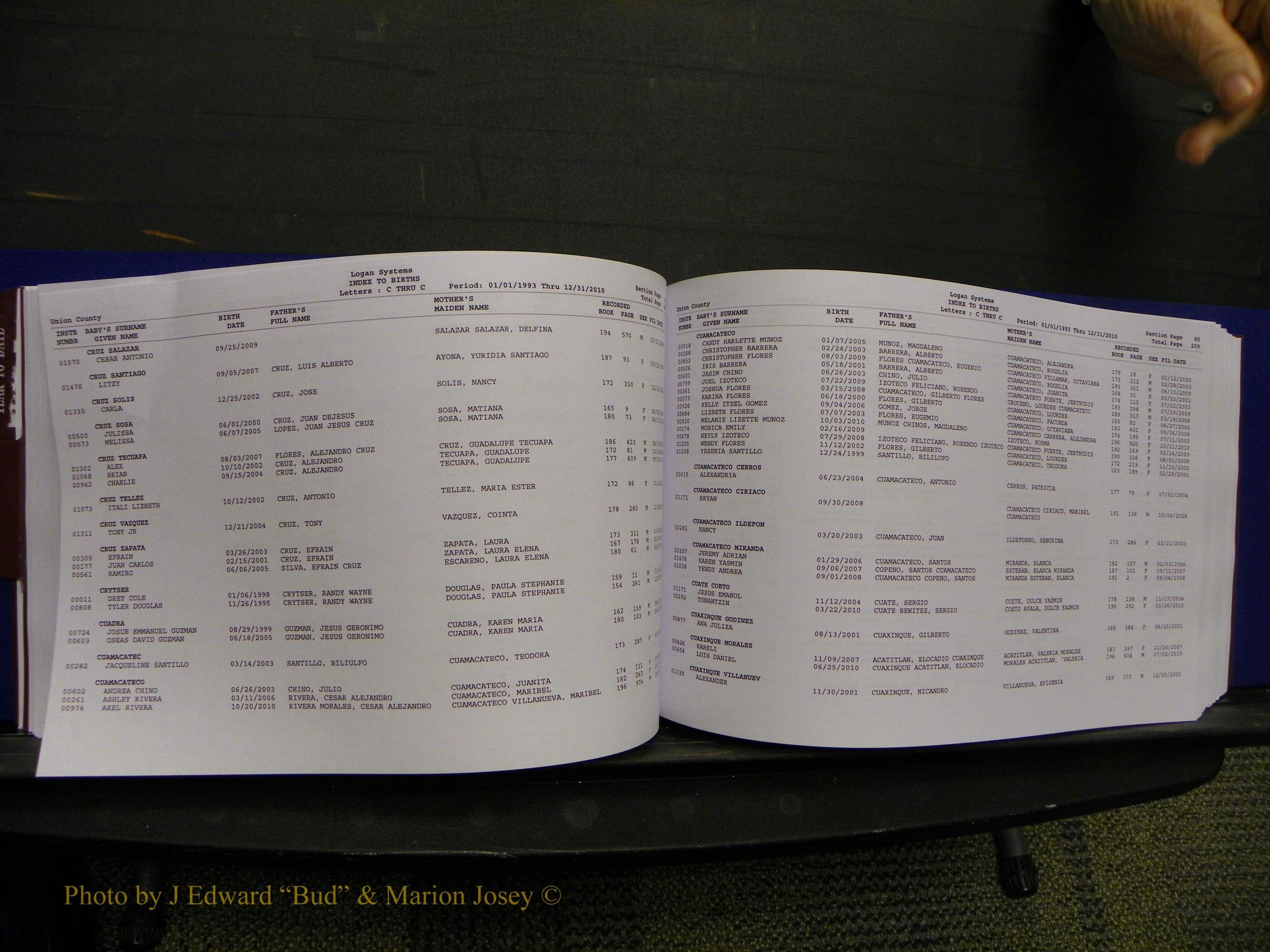 Union Co, NC Births, A-Z, 1993-2010 (137).JPG