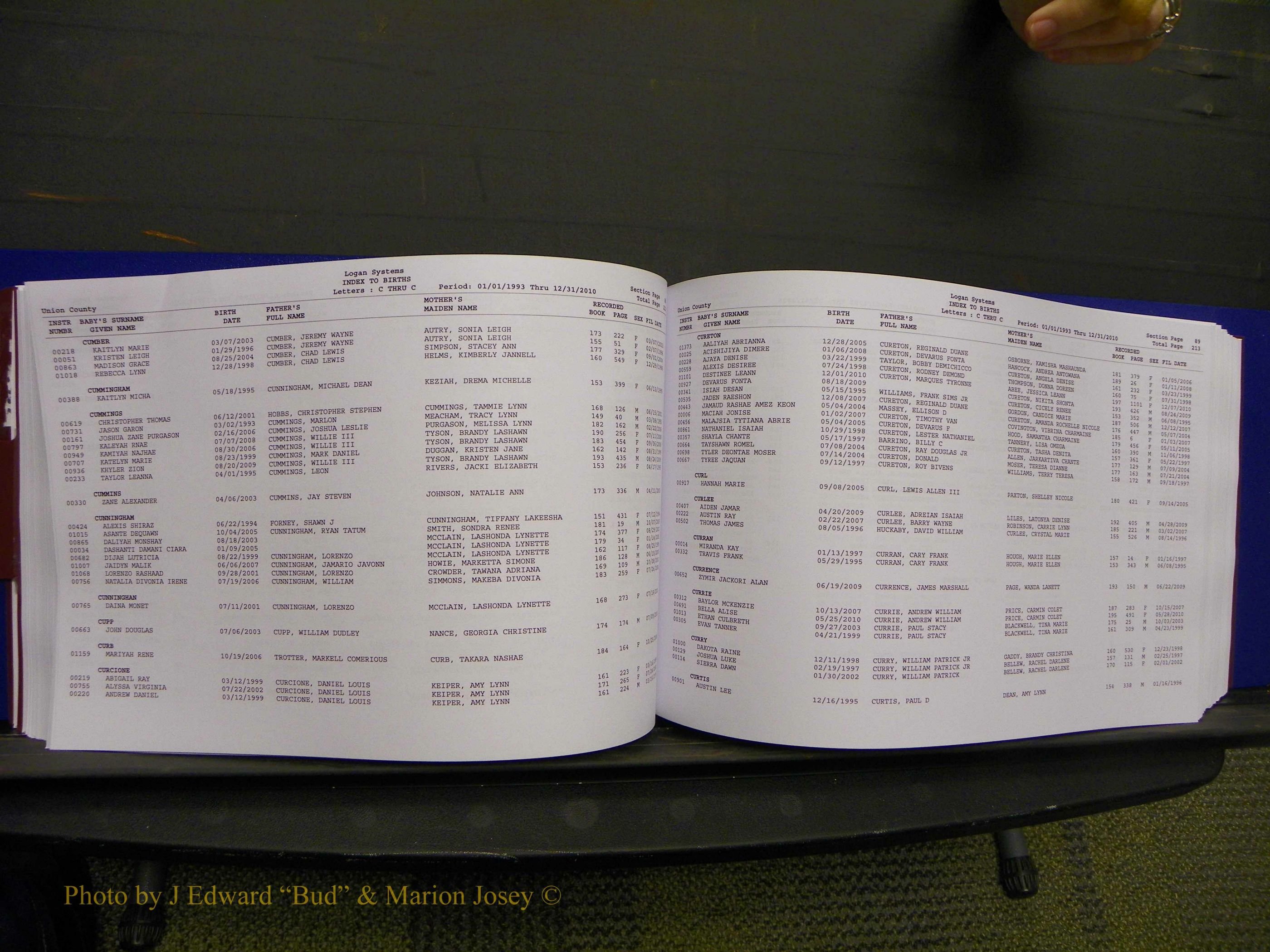 Union Co, NC Births, A-Z, 1993-2010 (138).JPG