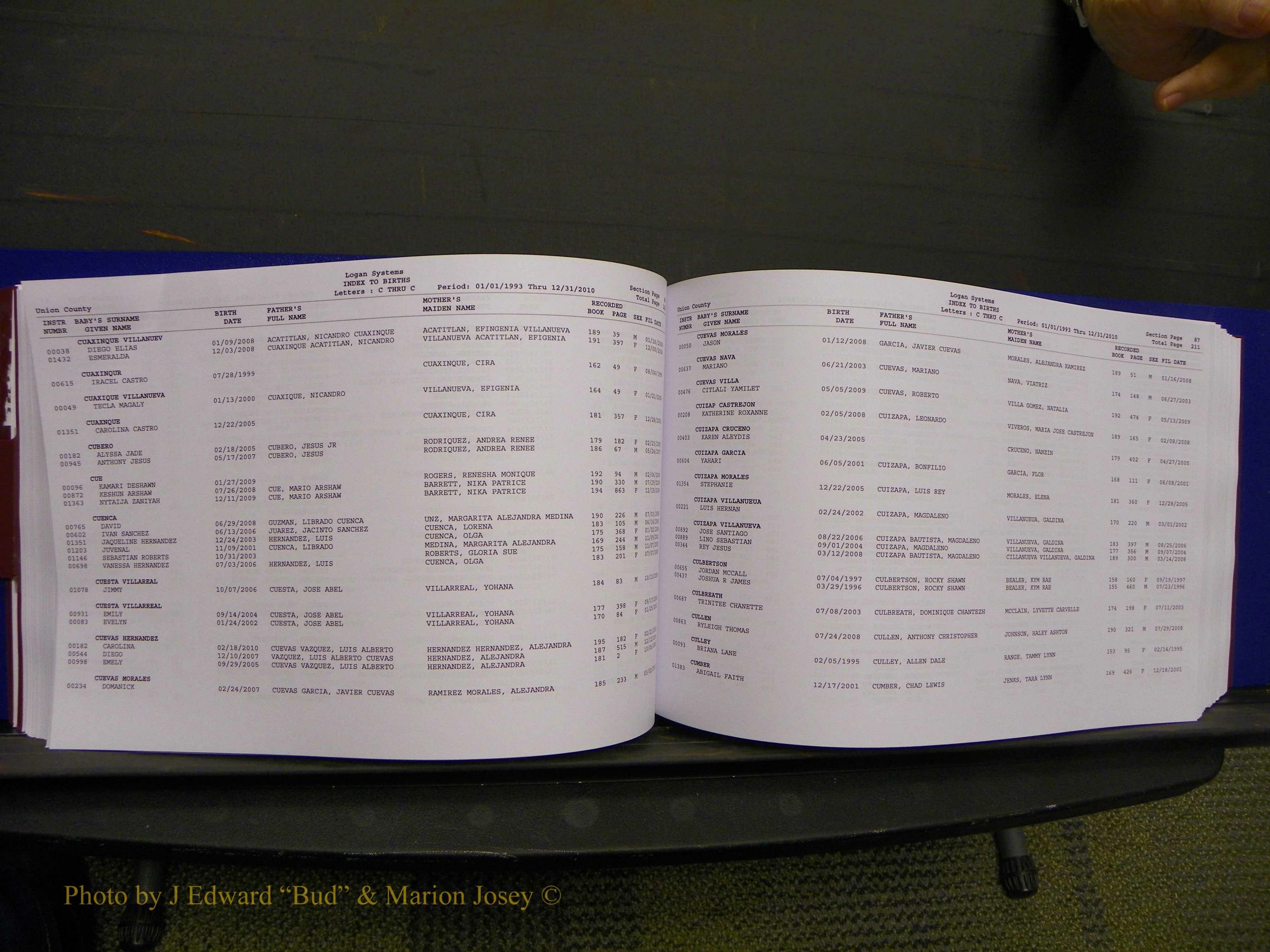 Union Co, NC Births, A-Z, 1993-2010 (139).JPG