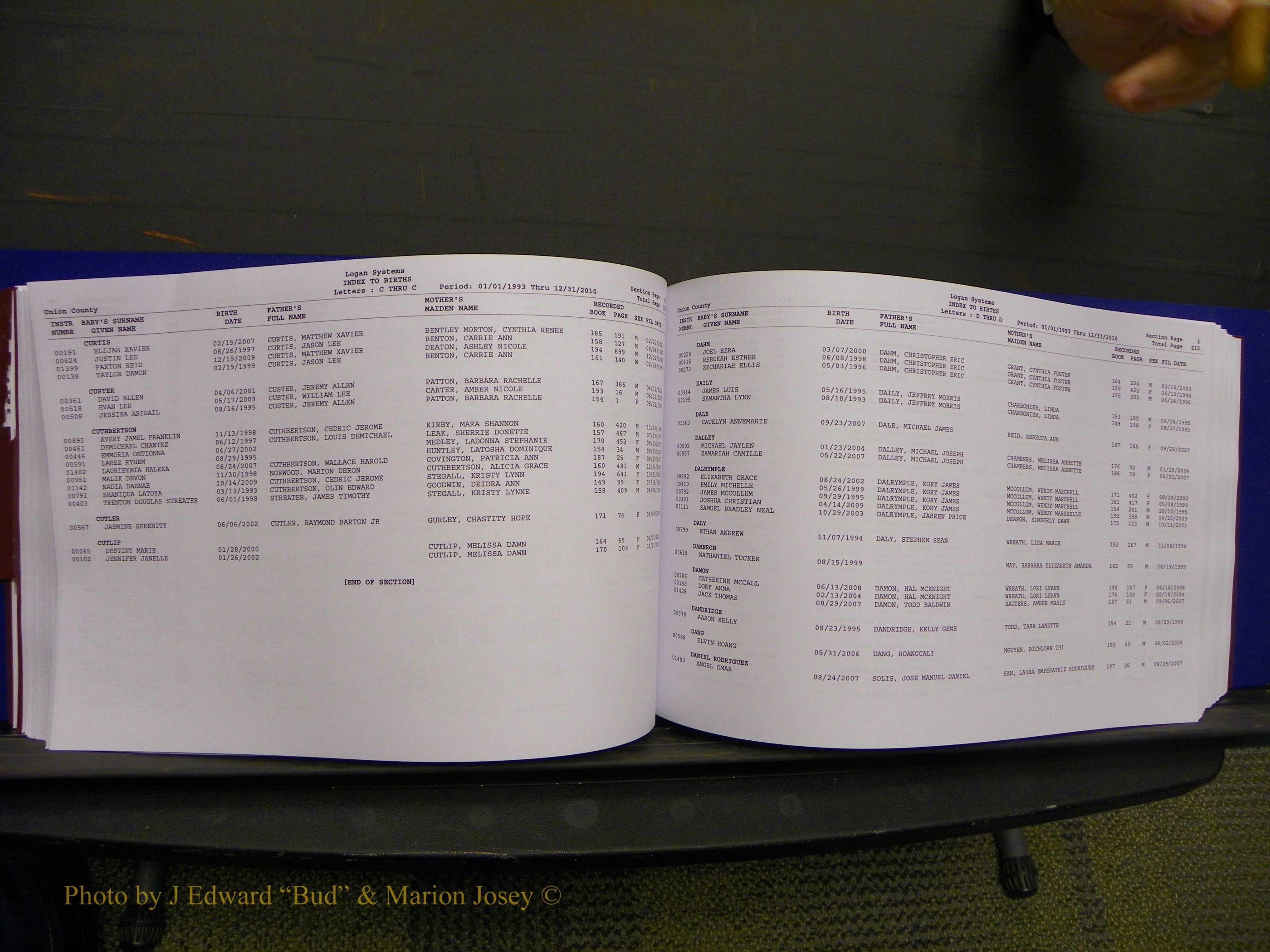 Union Co, NC Births, A-Z, 1993-2010 (140).JPG