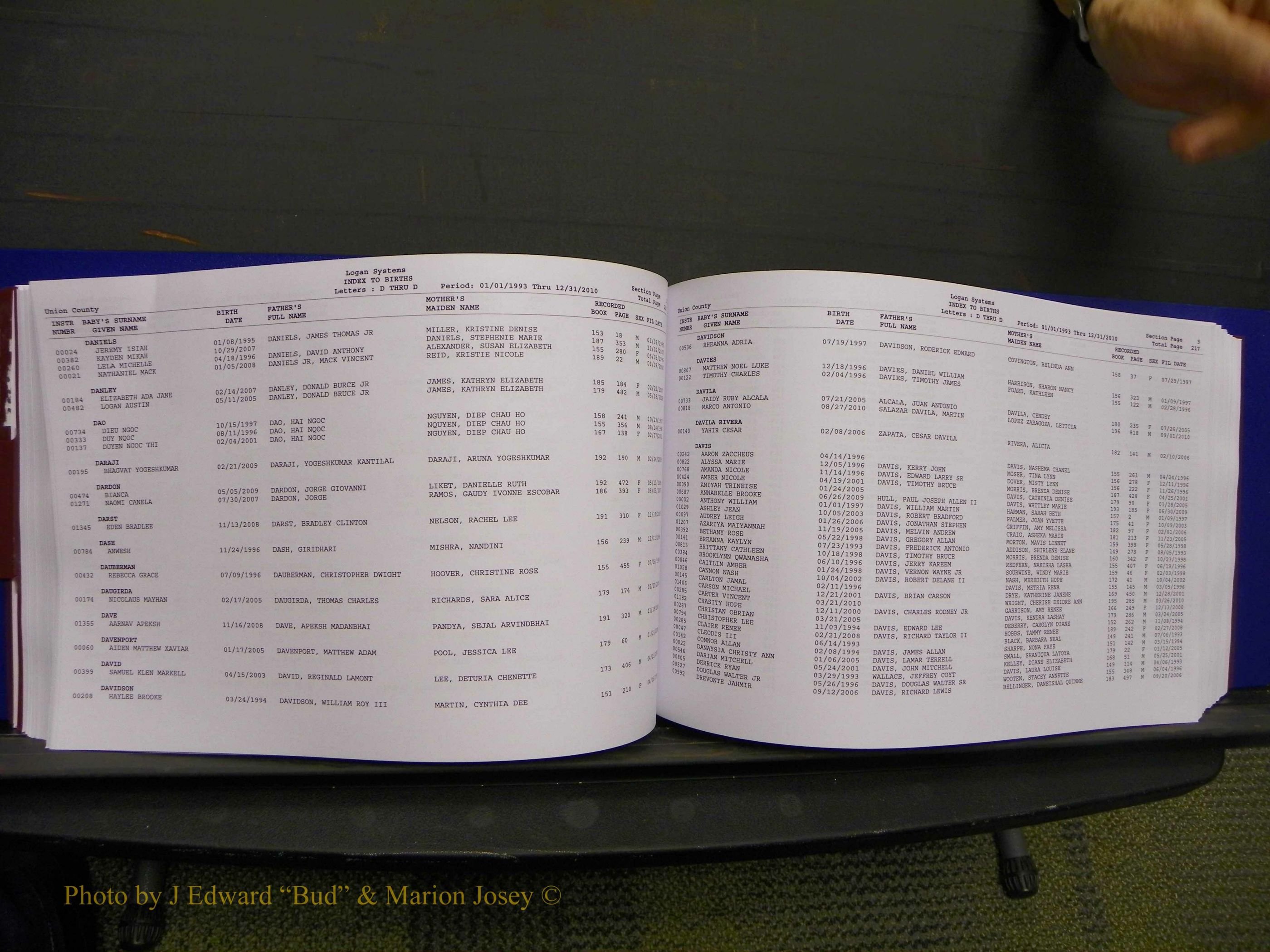 Union Co, NC Births, A-Z, 1993-2010 (142).JPG